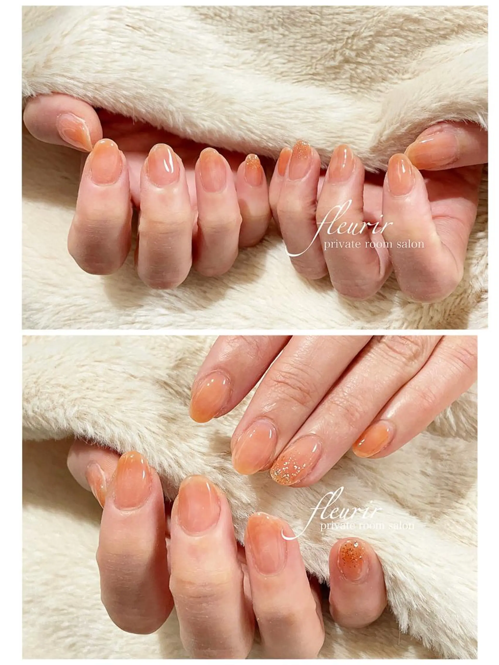 ネイル アートネイル ブラウン ゴールド ラメ(グリッター) ミラーネイル フルリール 【プライベートサロンのネイルデザイン