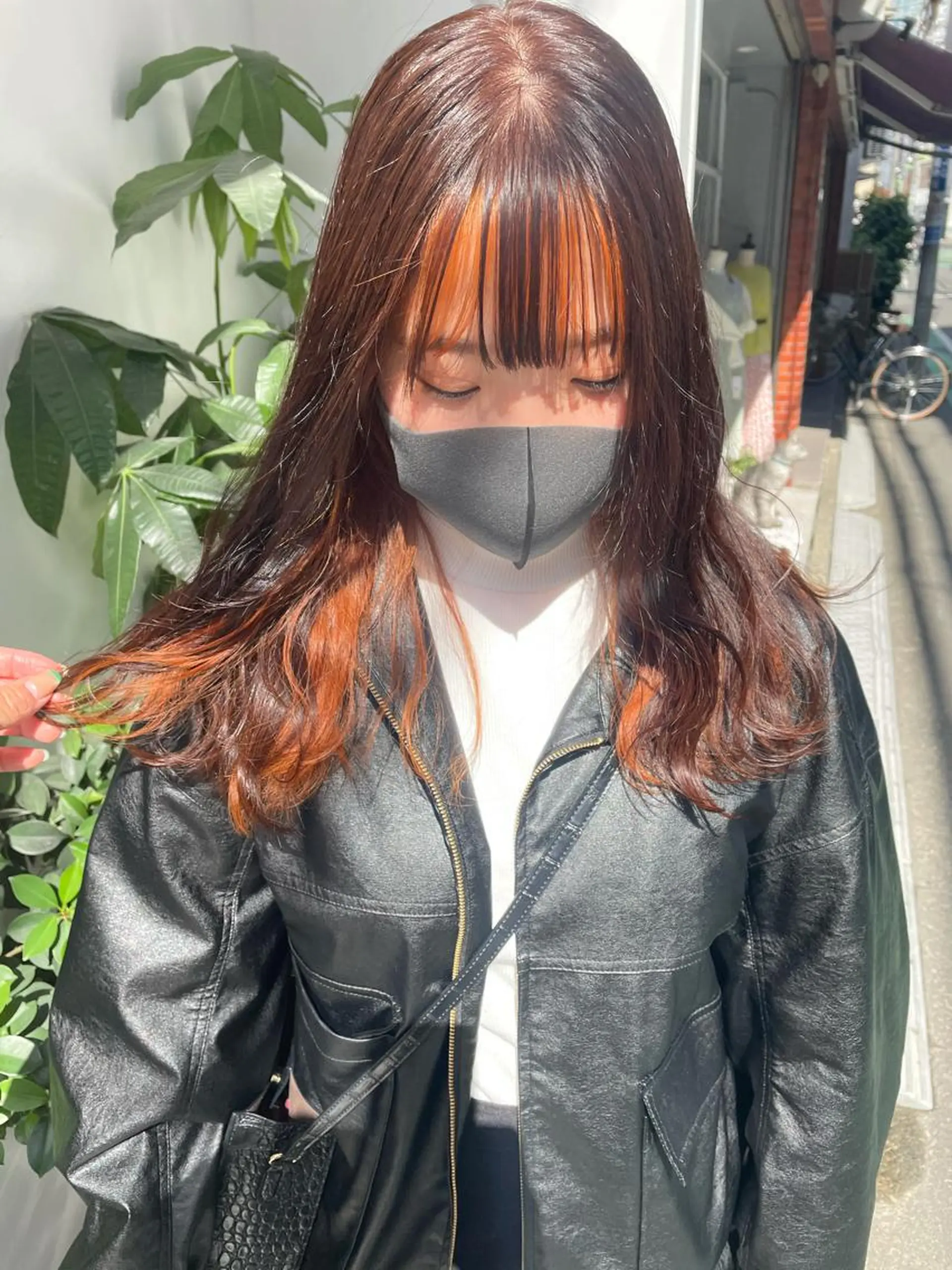 セミロング カラー ベージュカラー ブリーチ ブリーチなしカラー オレンジ オレンジベージュ ヘアカラー 中目黒🌼 🌼ハナのヘアスタイル