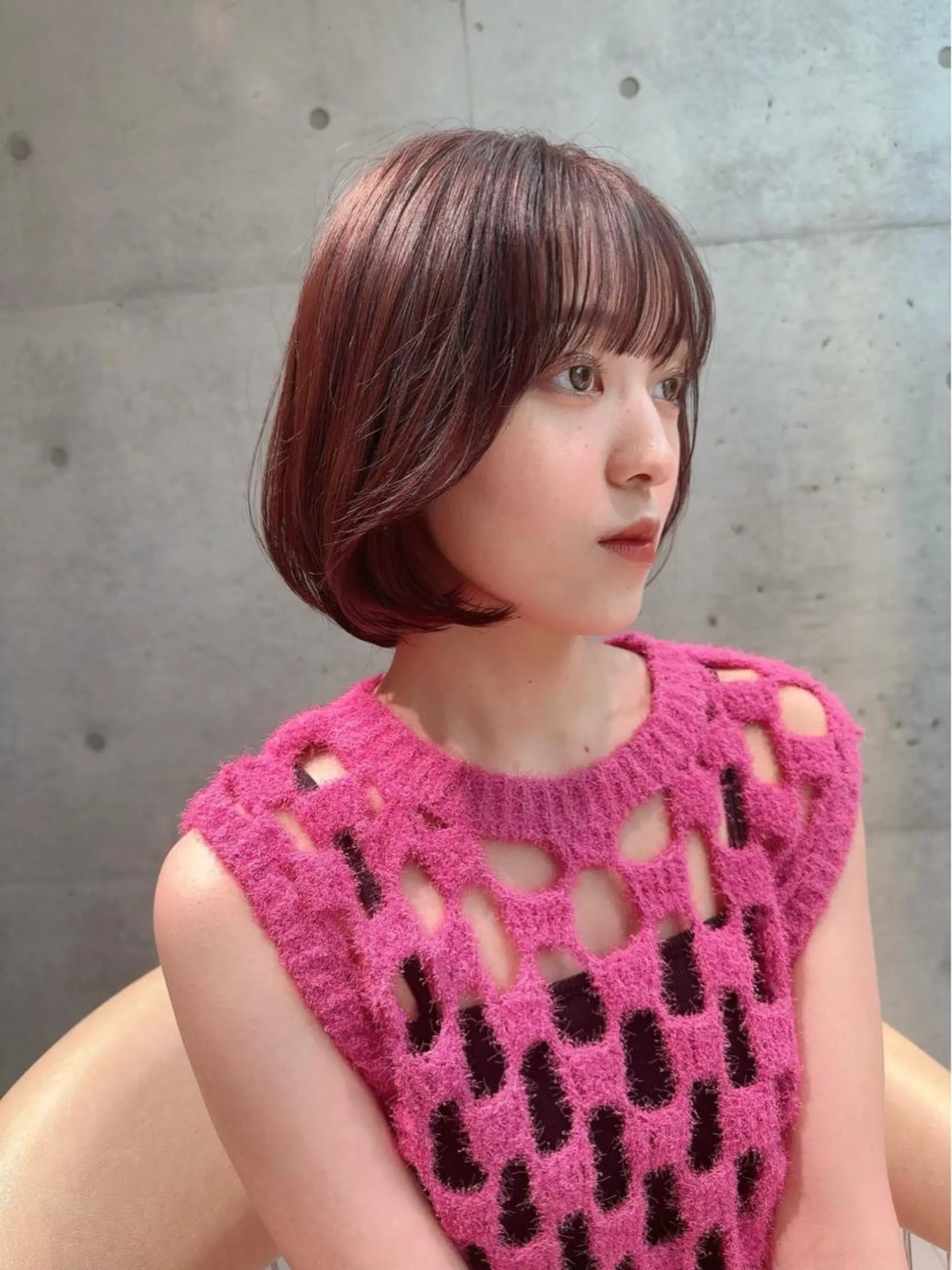 ミディアム カラー カット トリートメント かえ🩶韓国ボブ🎀 透明感カラー🥣のヘアスタイル