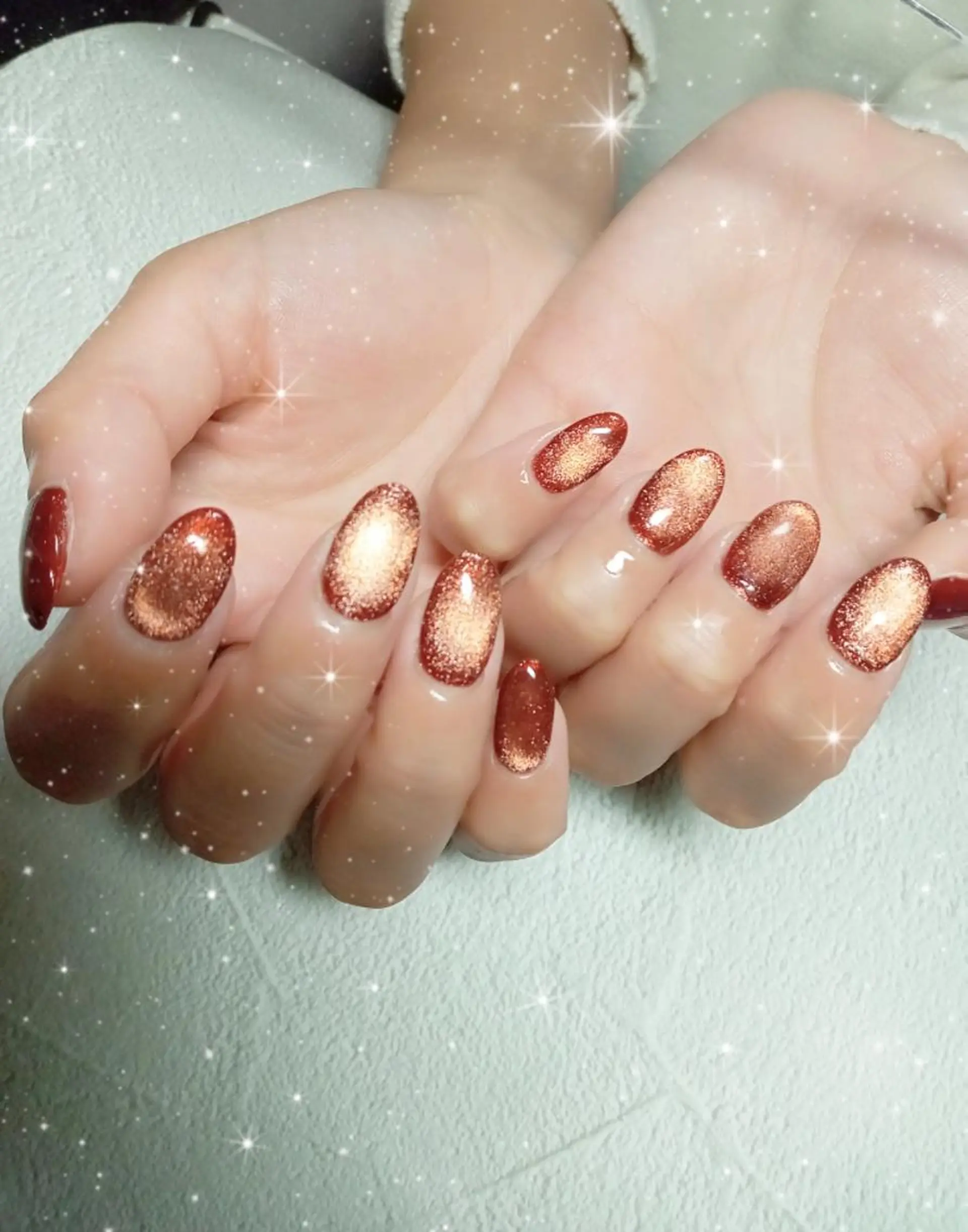 ネイル ドット フレンチネイル ゴールド キラキラネイル マグネットネイル ハンドネイル flure de neige yukiのネイルデザイン