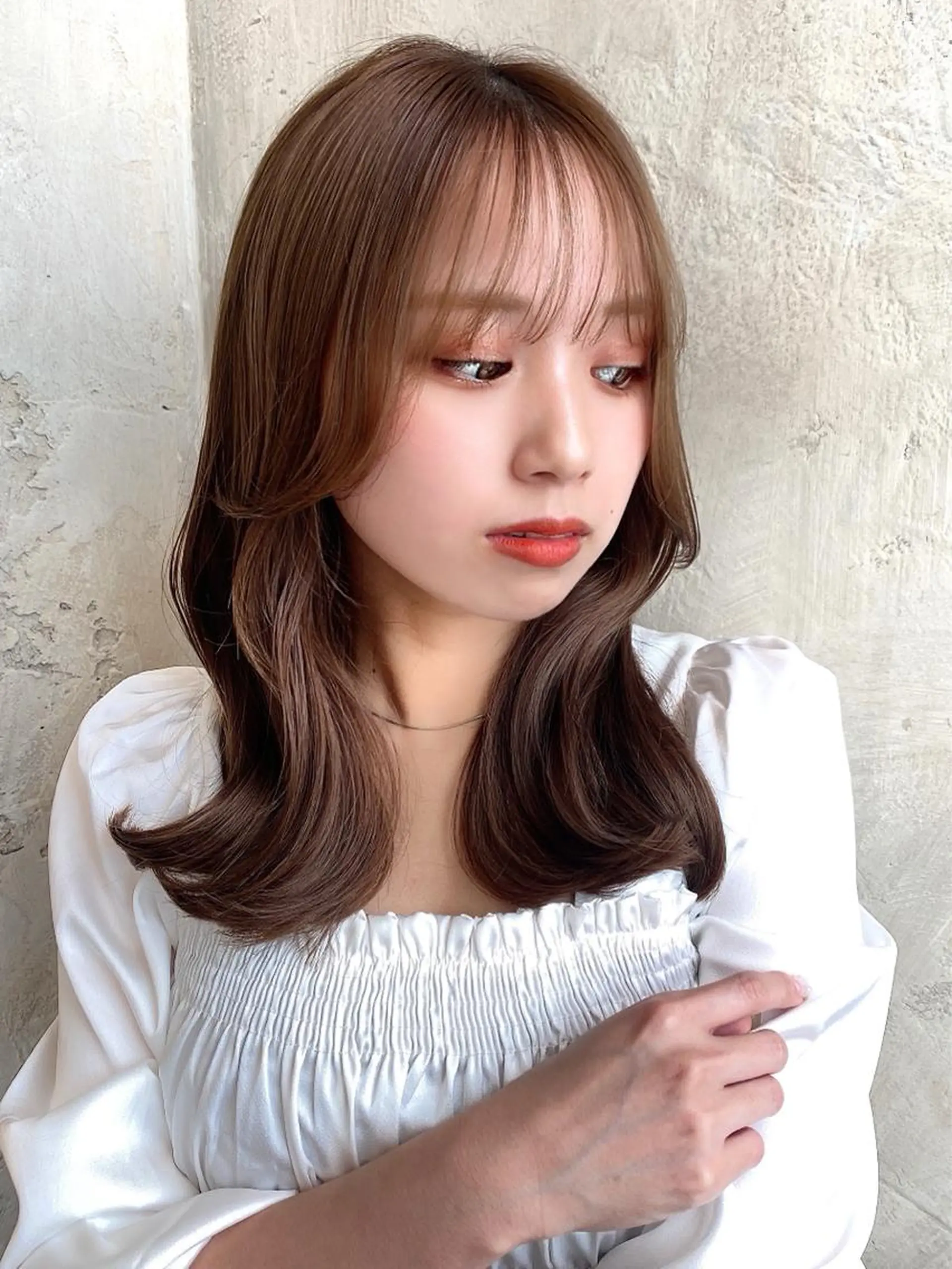 セミロング カラー ベージュカラー ブラウンカラー ブラウンベージュ くびれヘア 顔周りカット カット ヘアカラー トリートメント 顔周り/くびれヘア 韓国ヘア💕風間るなのヘアスタイル