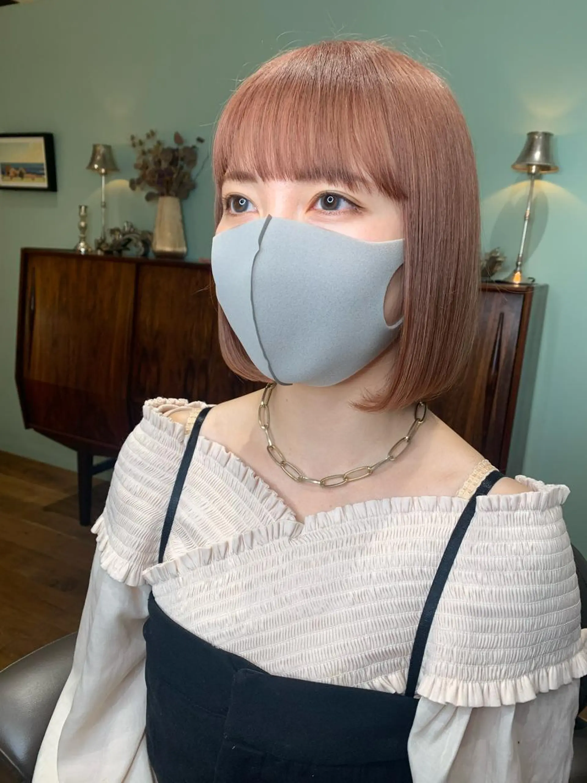 ミディアム カラー ベージュカラー ピンクカラー ピンクベージュ 【ロングウルフカット 姫カット】伊藤裕哉のヘアスタイル