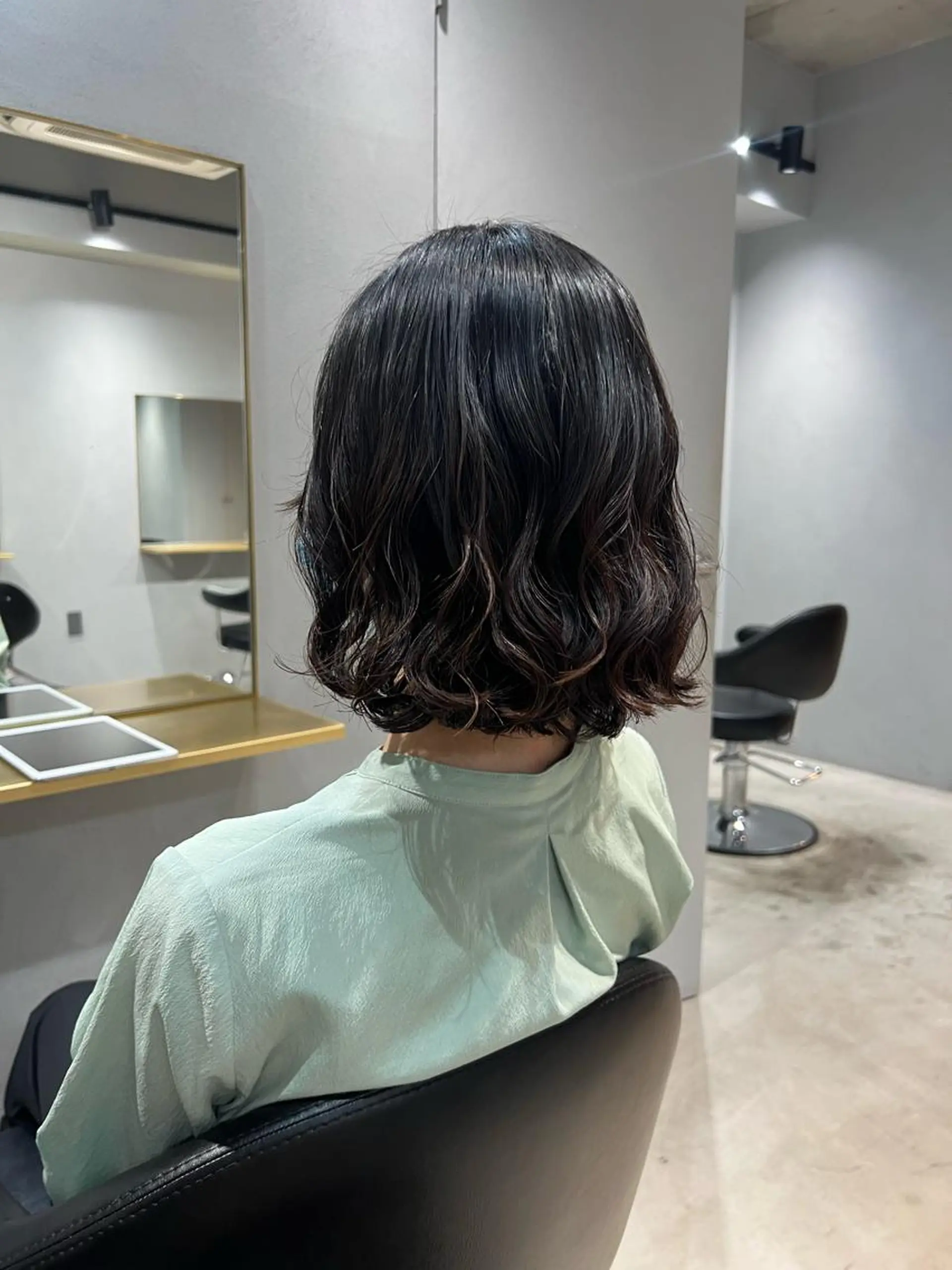 ミディアム カラー パーマ akane/ボブ /オリーブ/ブラウンのヘアスタイル