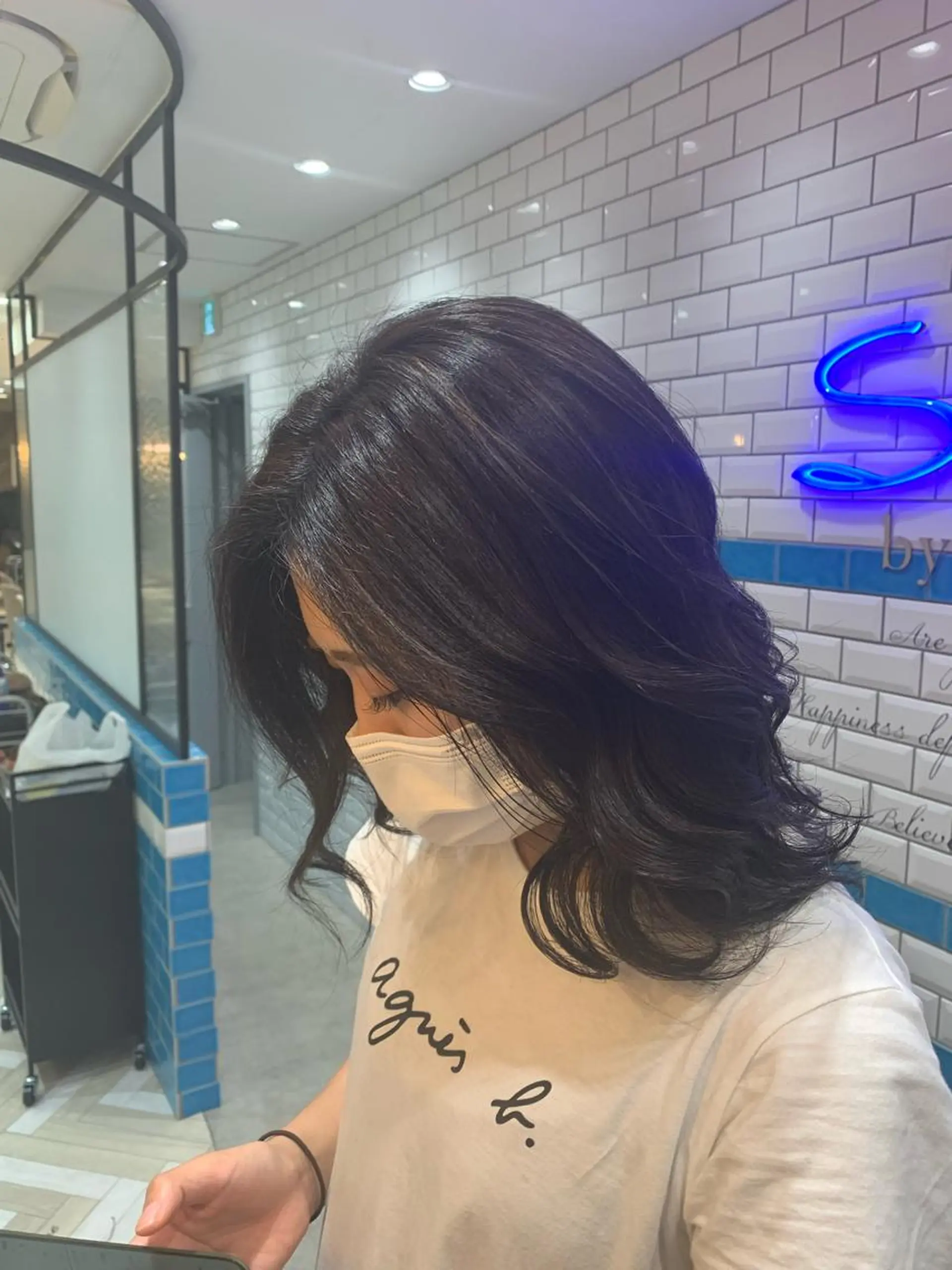 セミロング カラー ハイライトカラー ハイライト 新宿/韓国レイヤー 髪質改善カラー/角所のヘアスタイル