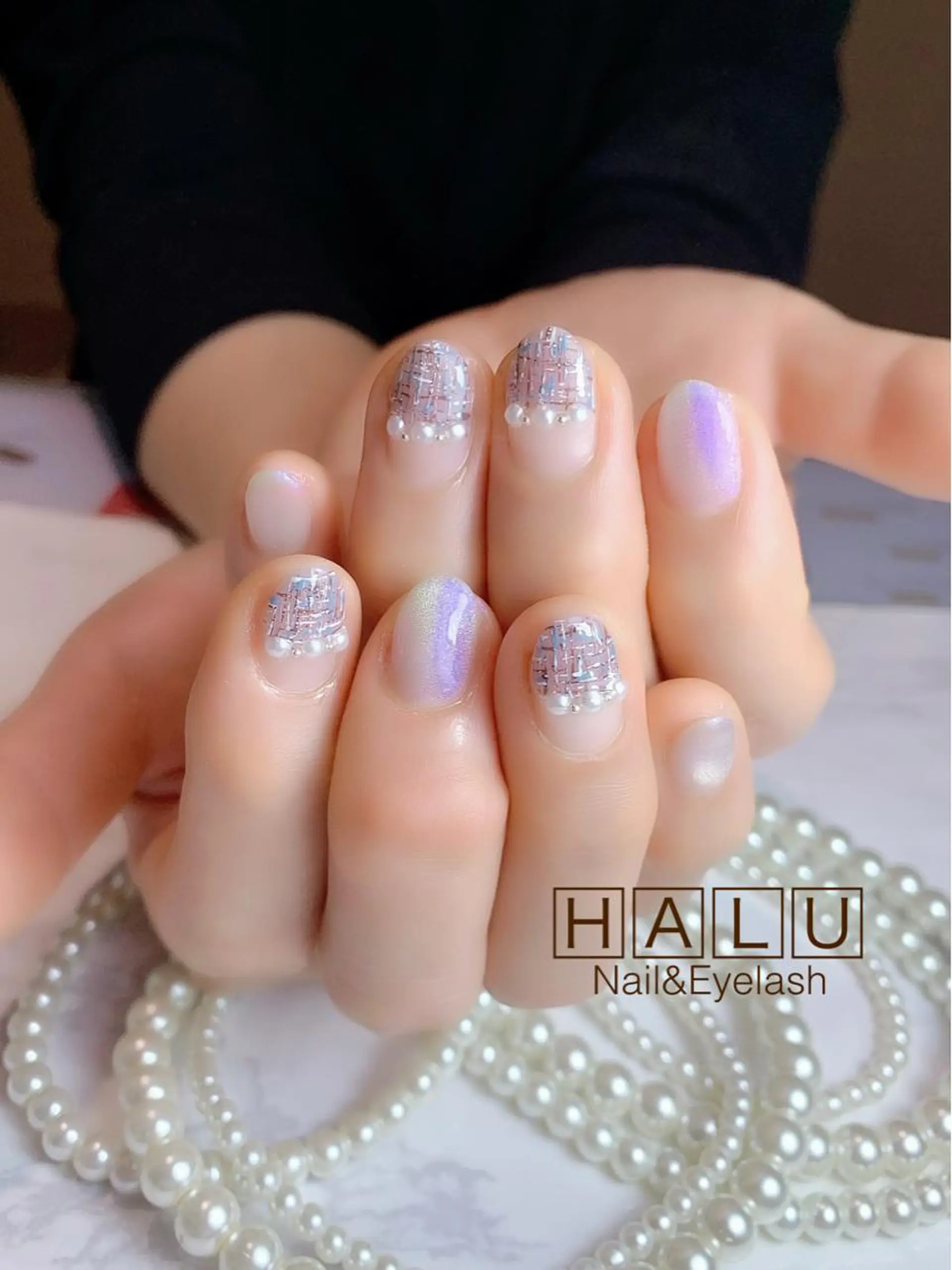 ネイル マグネットネイル ツイードネイル HALU ハルのネイルデザイン