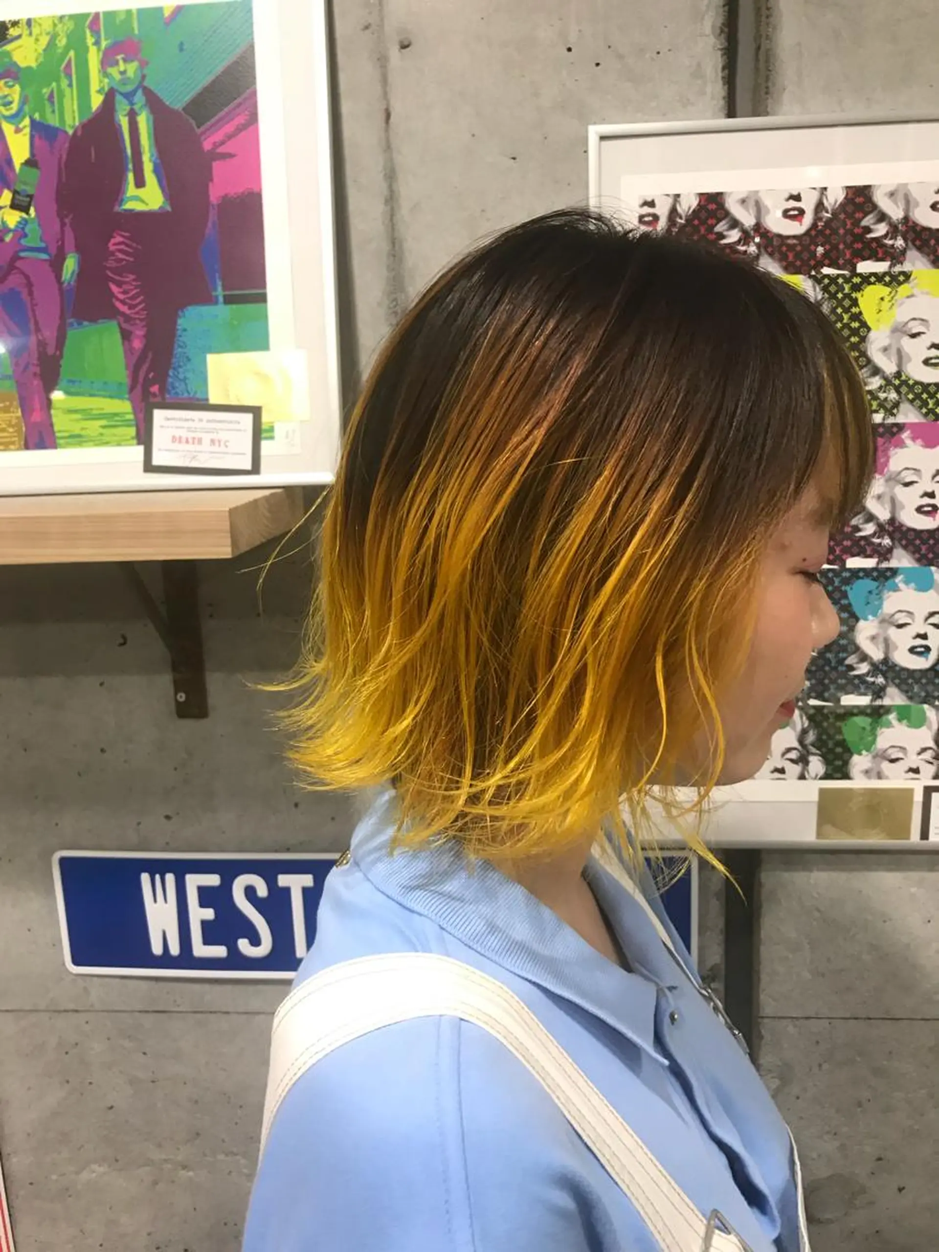 ショート カラー バレイヤージュ イエローカラー レイヤーカット 竹嶌 健吾のヘアスタイル