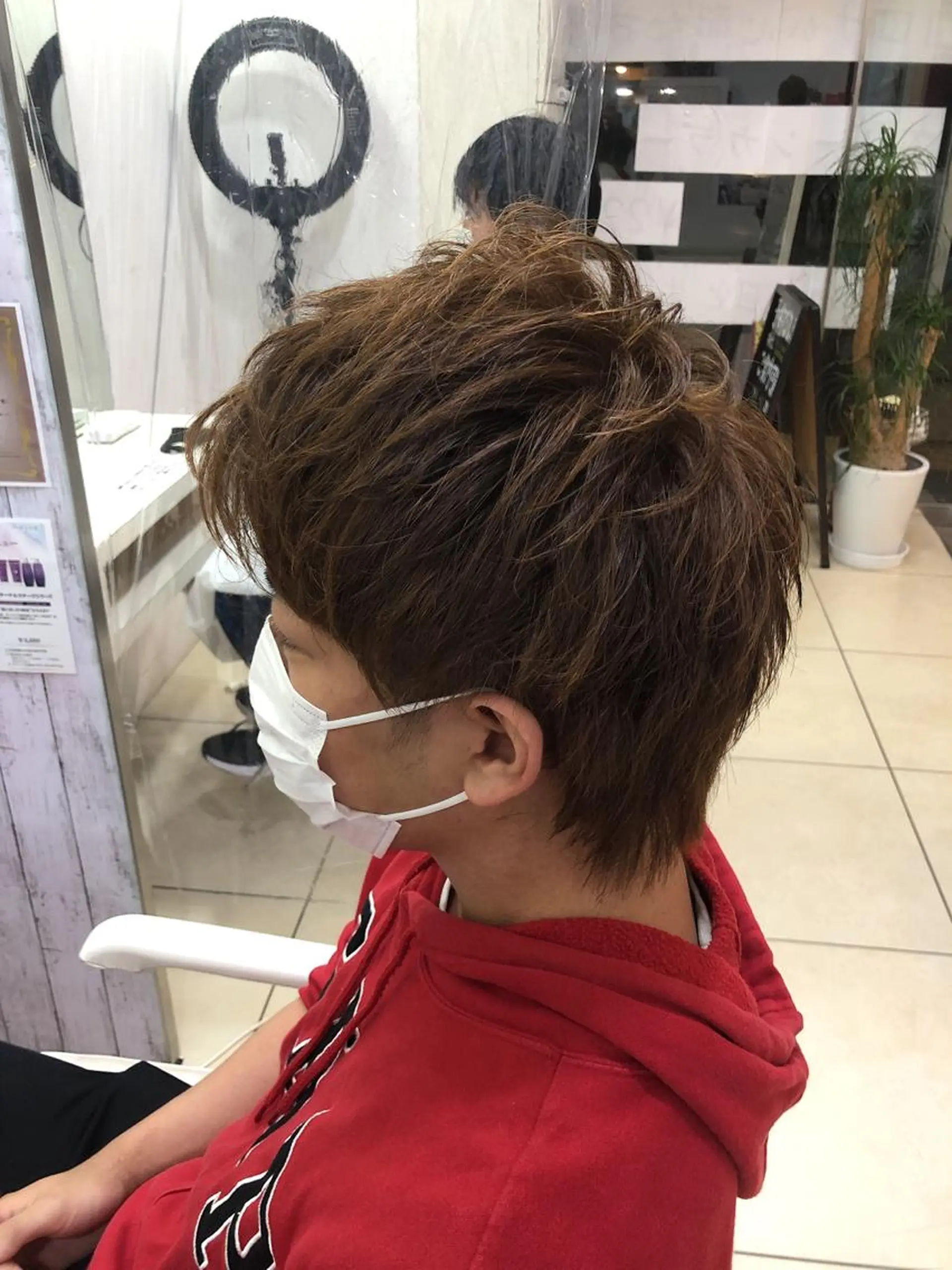 ショート パーマ メンズ 髪質改善× ハイライト溝江のヘアスタイル