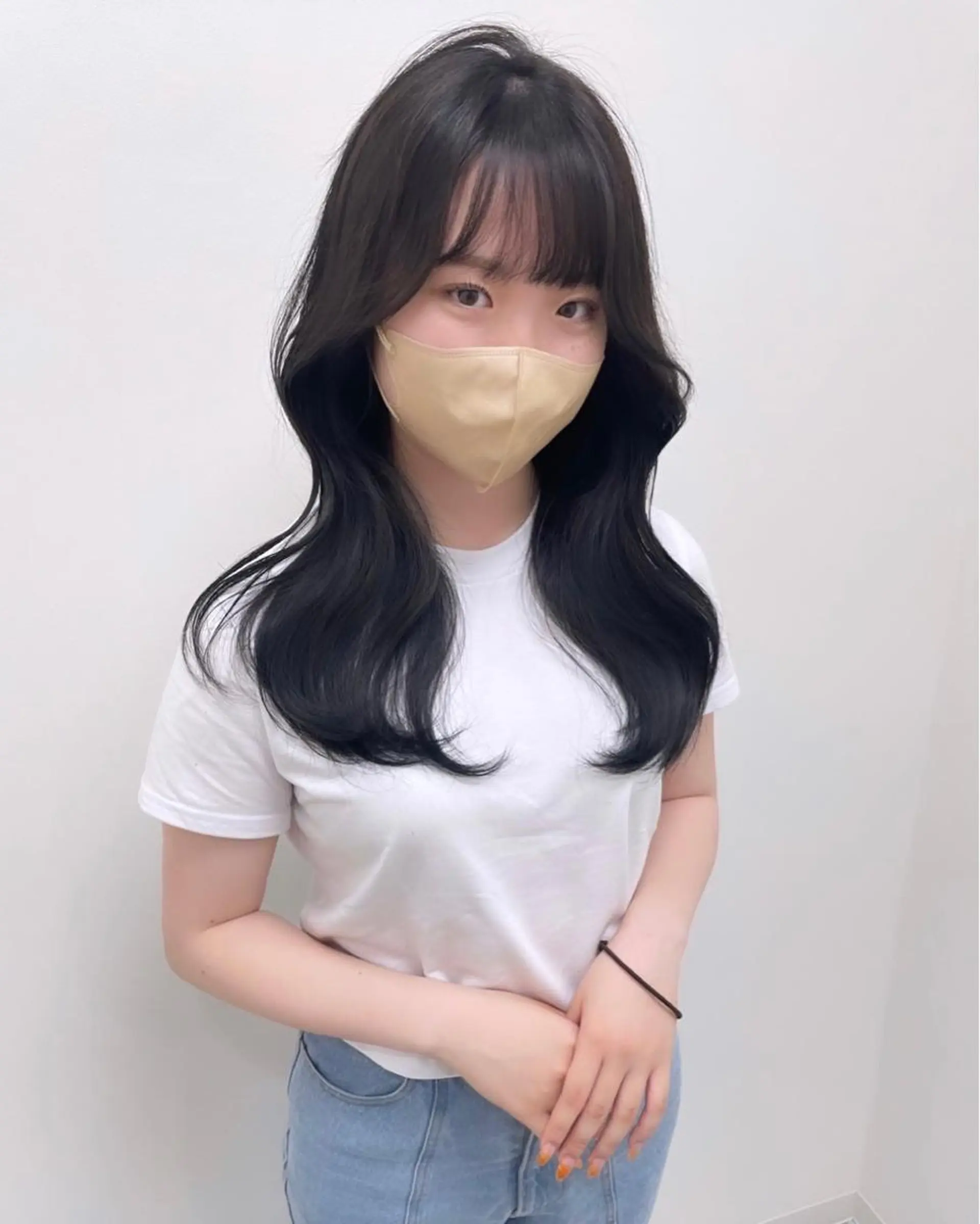 セミロング rina／ベージュ ワンホン/韓国ヘアのヘアスタイル