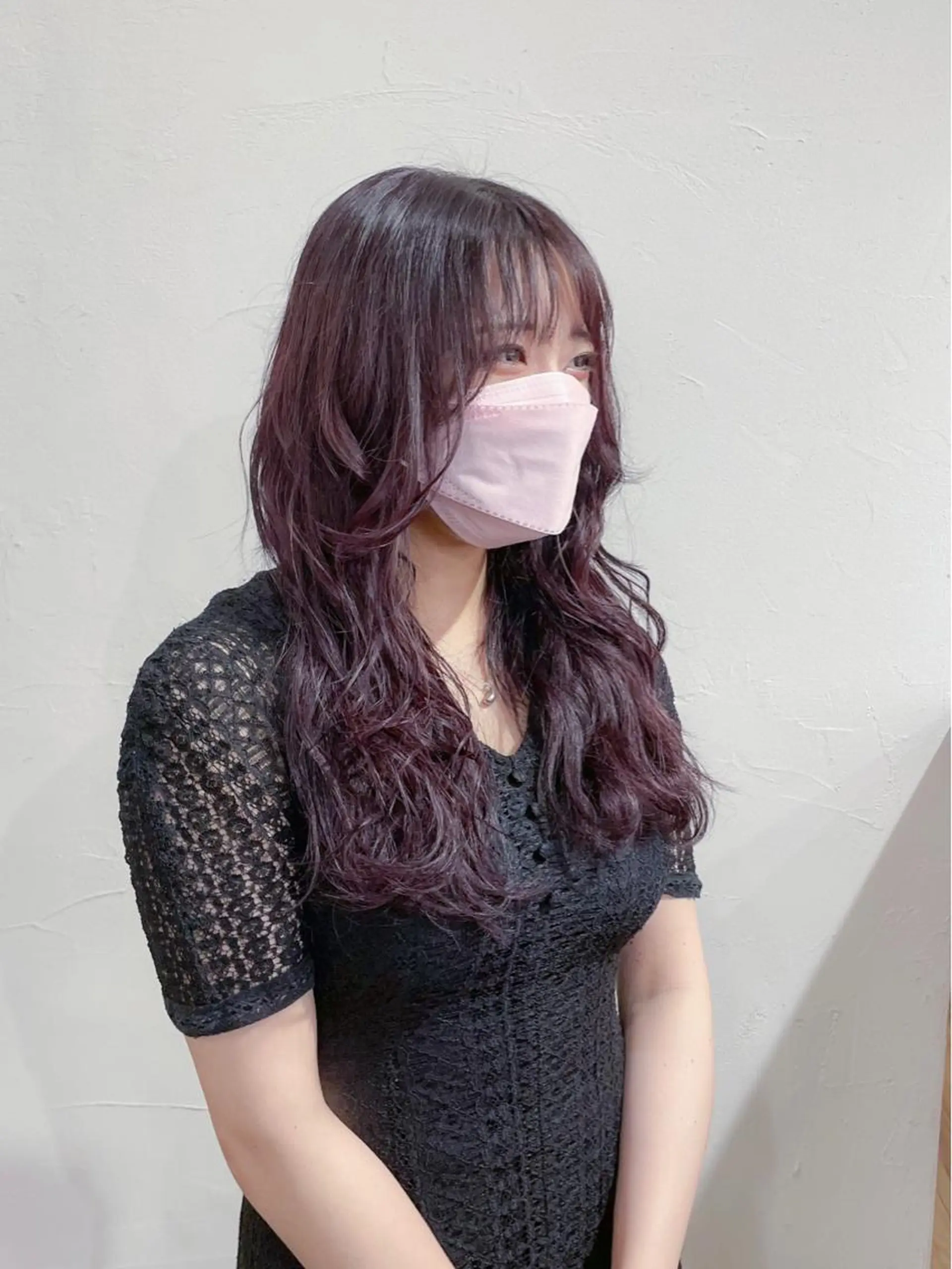 ロング カラー ブリーチ ラベンダーカラー ピンクカラー ピンクラベンダー レイヤーカット カット ヘアカラー トリートメント かんばら りょーいのヘアスタイル