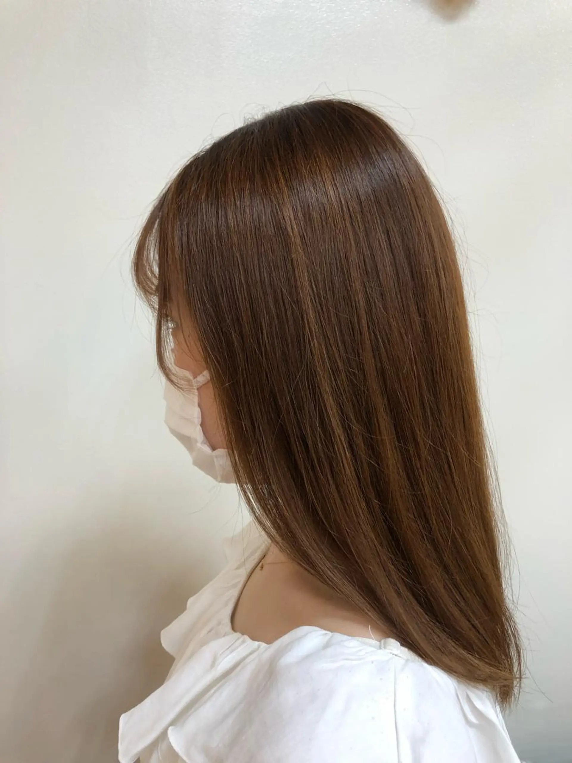 セミロング オレンジブラウン パーマモデル募集中 瀬在紗也香のヘアスタイル