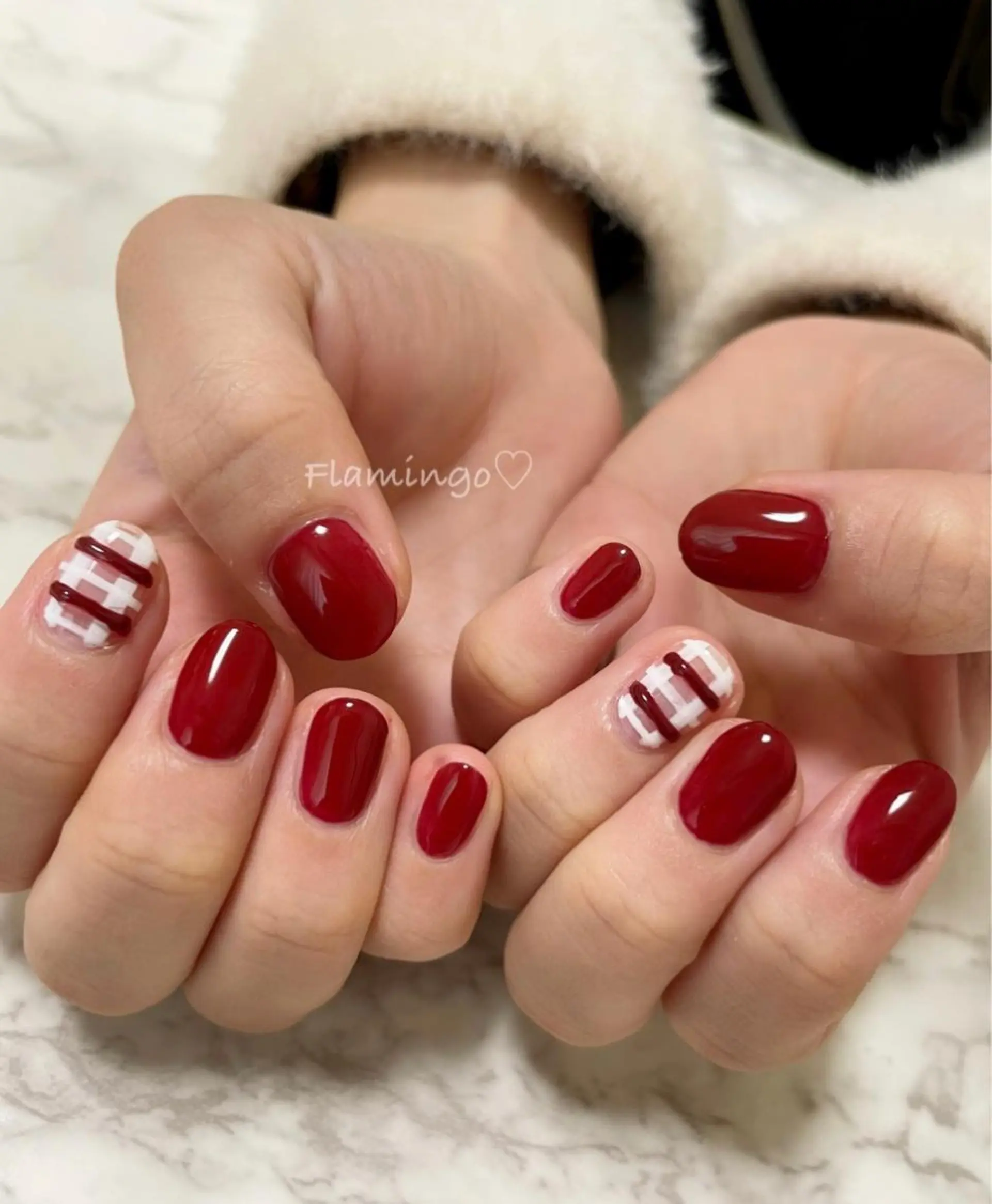 ネイル ボルドー ジェルネイル ぷっくりネイル 冬ネイル ハンドネイル 40代からの爪肌を 労る♡きちんとネイルのネイルデザイン