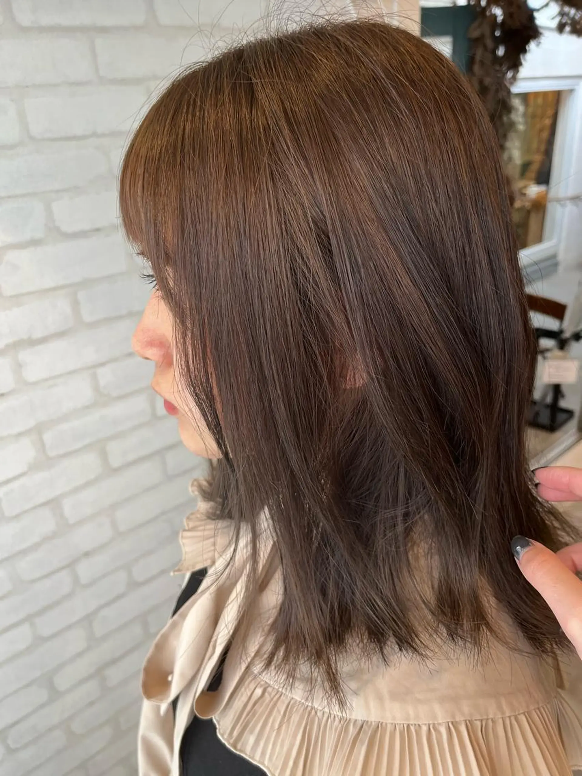 ミディアム カラー ヘアアレンジ ブリーチ ブリーチなしカラー オレンジ 阿部 うららのマツエク・マツパデザイン