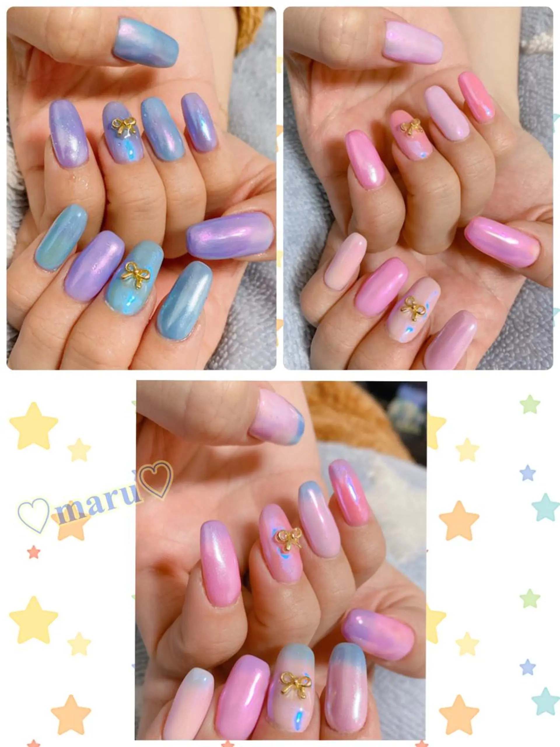 ネイル オーロラネイル ジェルネイル ハンドネイル フットネイル まるみ ♡のネイルデザイン