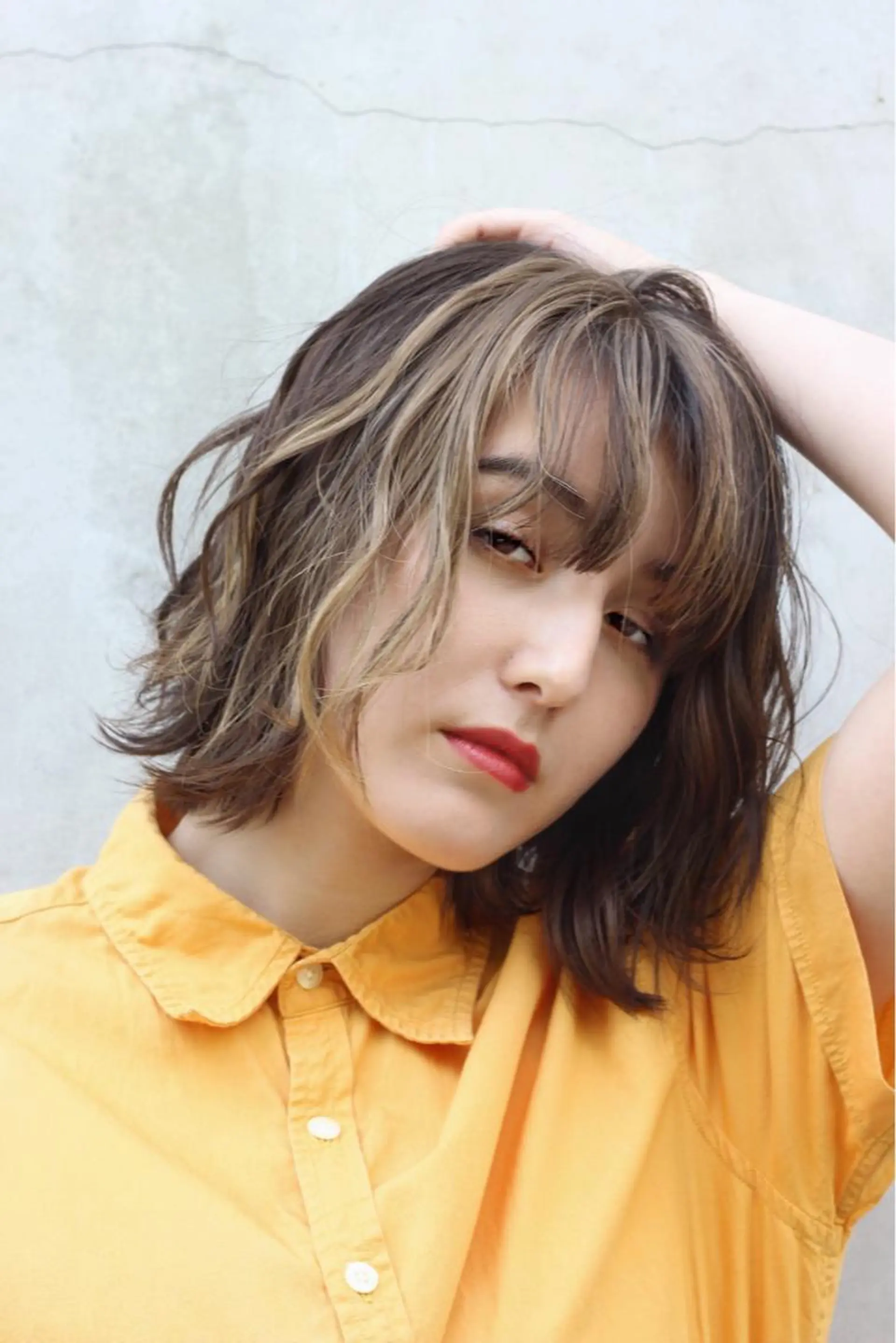 ミディアム カラー ハイライトカラー ハイライト ヘアカラー トリートメント 🍃透明感/デザイン 店長MASARU🍃のヘアスタイル