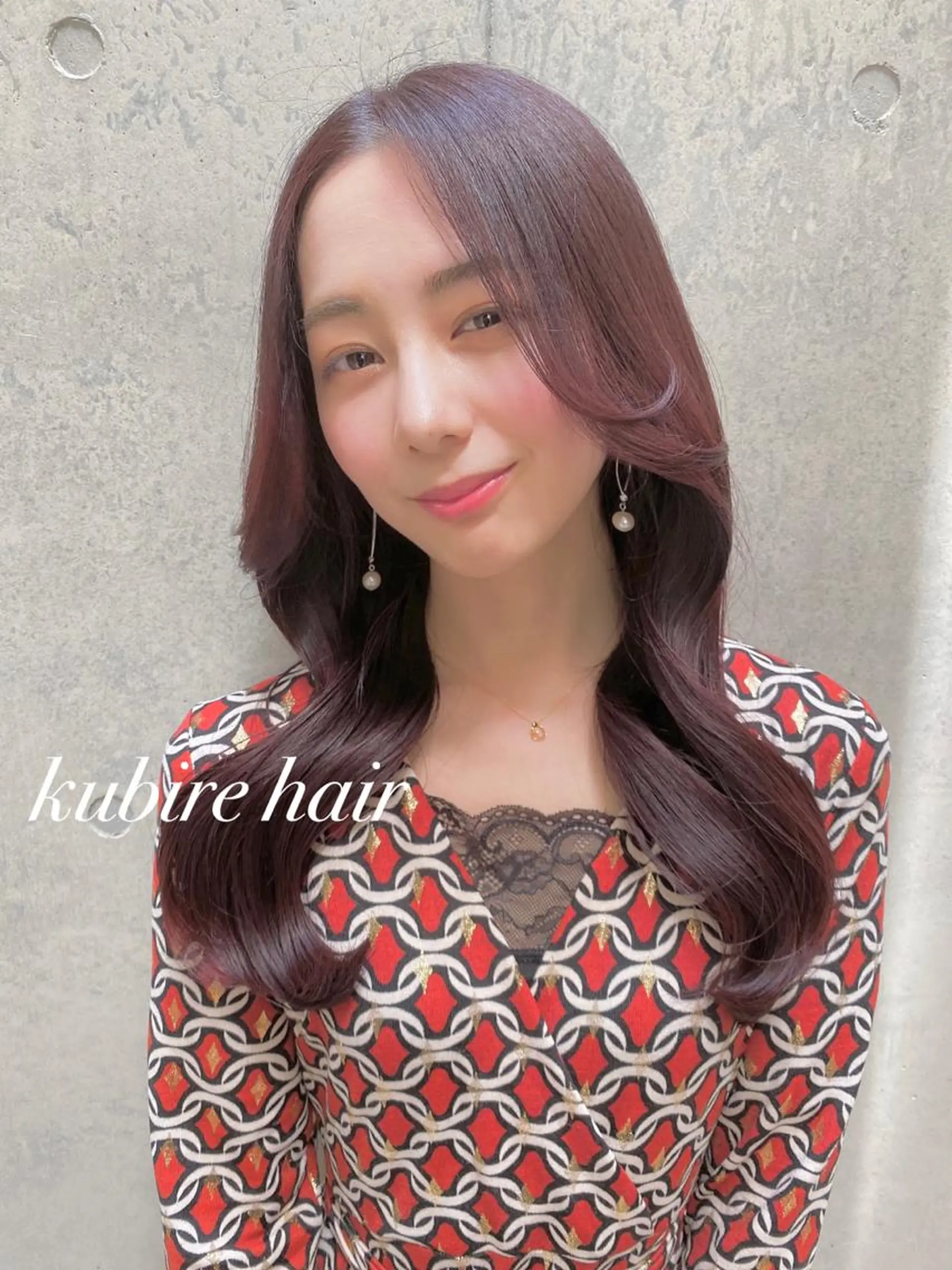 ロング カラー レッドカラー くびれヘア ヨシンモリ 韓国風ヘア レイヤーカット カット ヘアカラー トリートメント 韓国レイヤー/ミルク ティー🦋高橋　暖のヘアスタイル