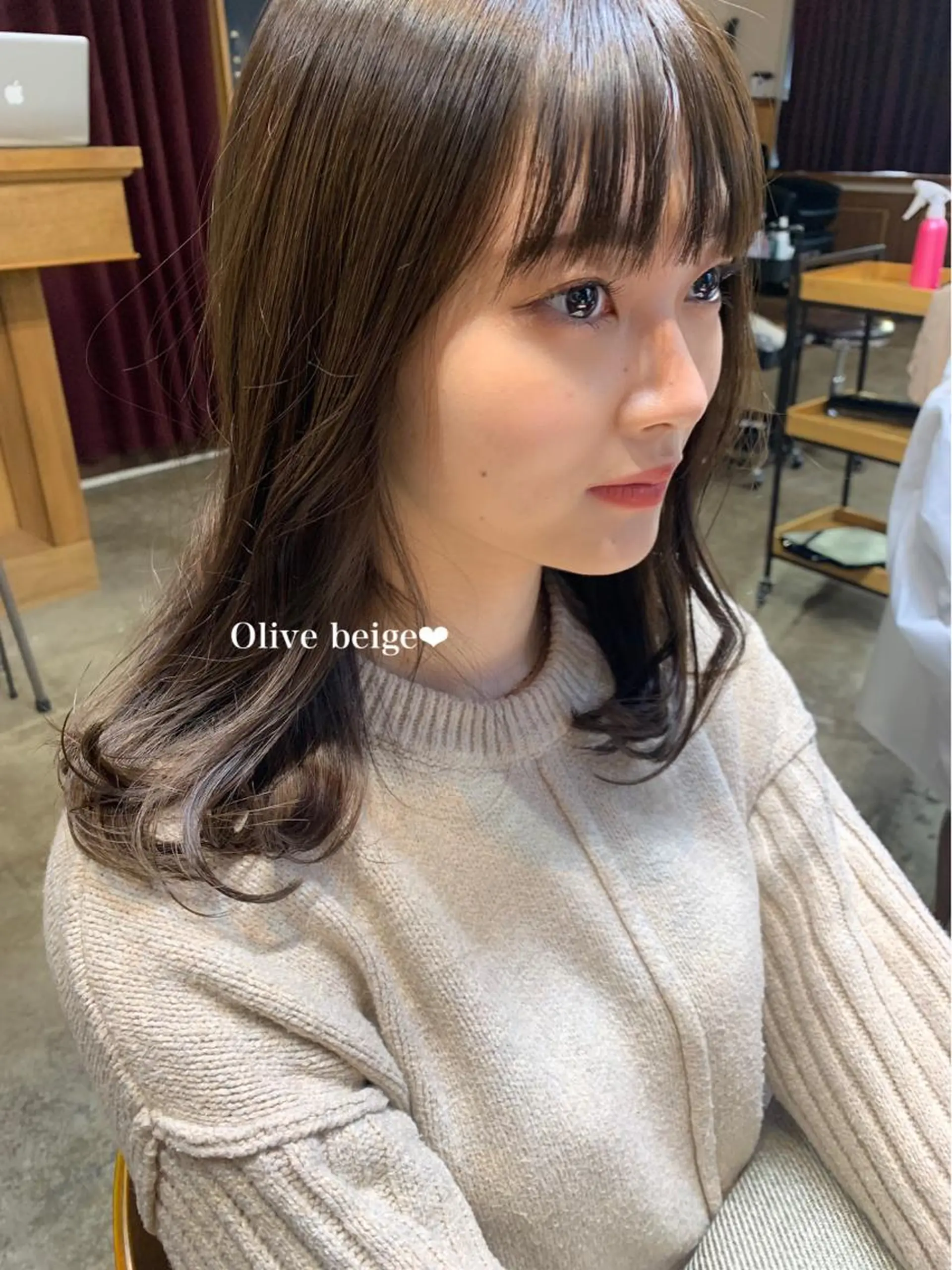 ミディアム カラー ベージュカラー オリーブベージュ park theSTANDARD所属・HARUKA ♡モデル募集中♡のヘアスタイル