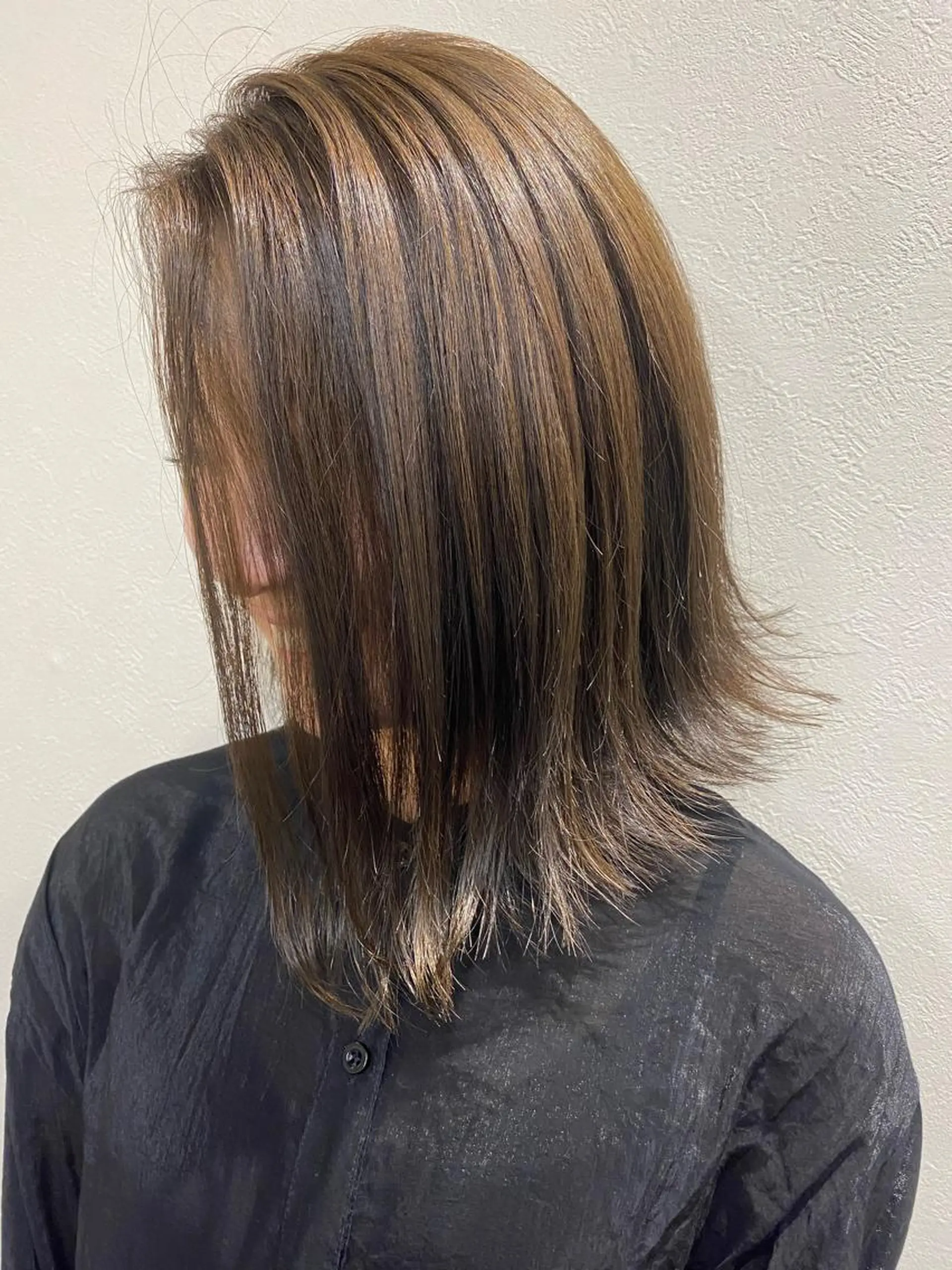 ミディアム カラー オリーブカラー ボブ ヘアカラー 透明感カラー/韓国 ヘア🩶yuri🩵のヘアスタイル