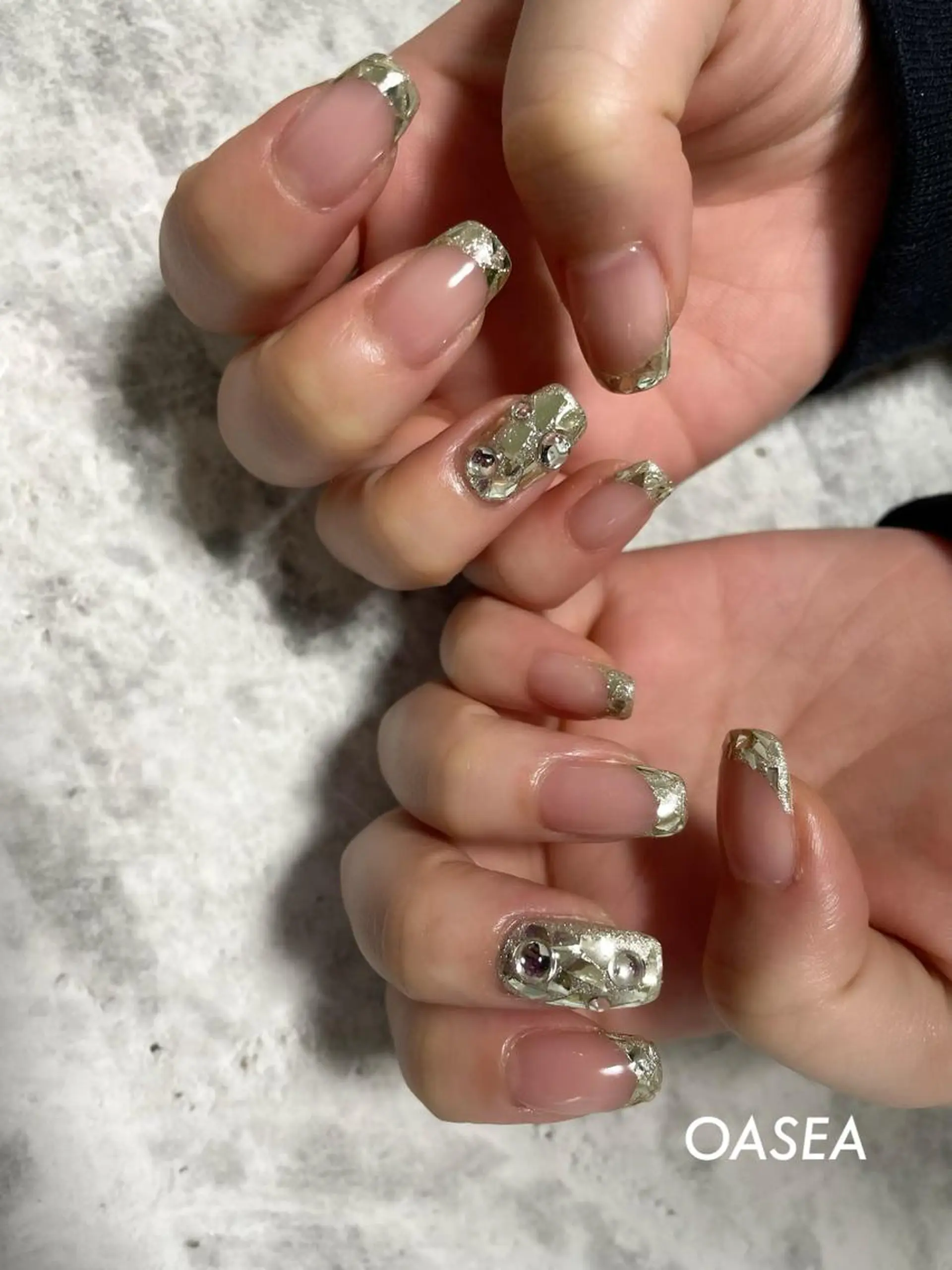 ネイル アートネイル フレンチネイル ミラーネイル 🌞💜 KAORI 🌴のネイルデザイン