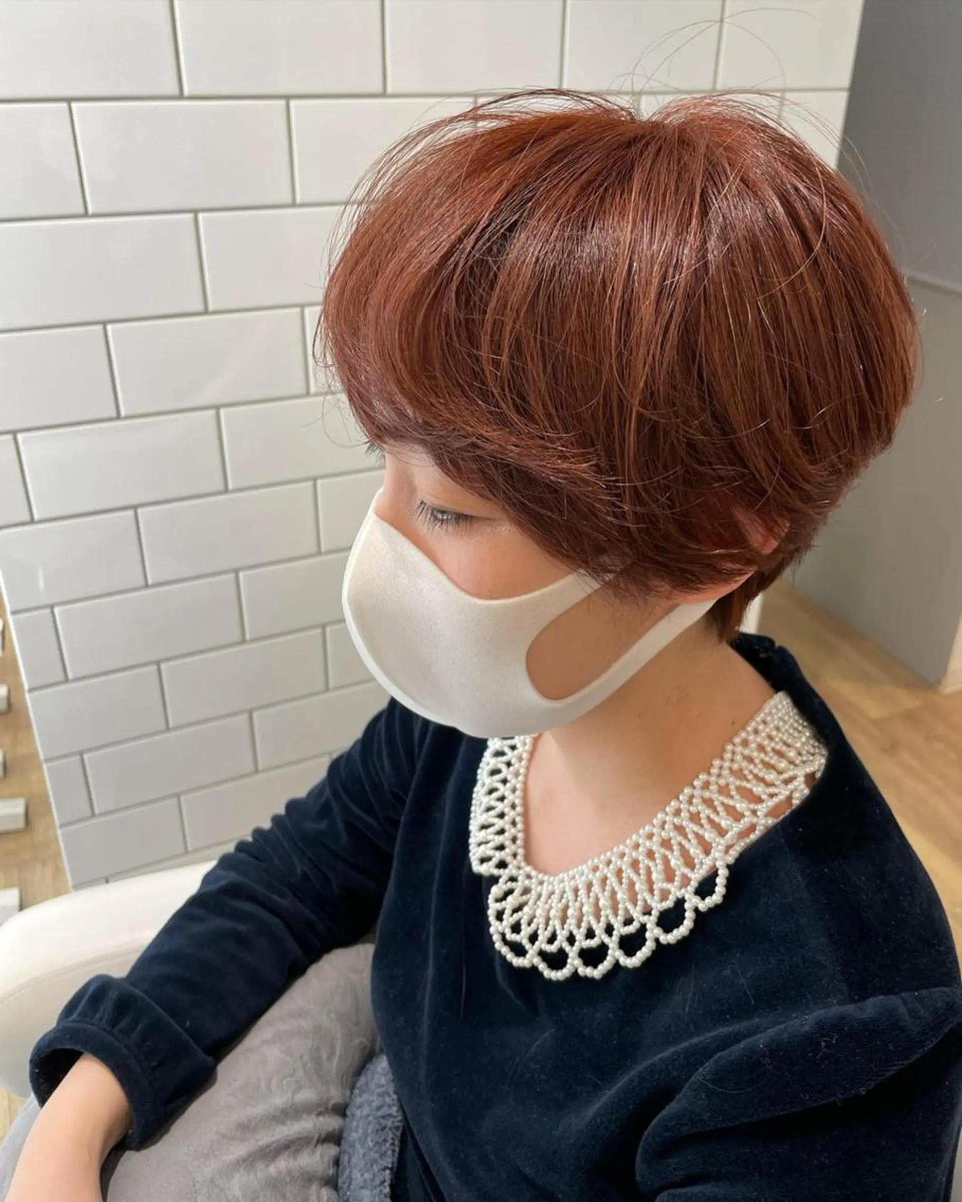 ミディアム カラー パーマ ヘアアレンジ メンズ キッズ ネイル マツエク・マツパ レッドカラー 赤色 ショートネイル 🫧垢抜けヘア🫧 SHIORIのヘアスタイル