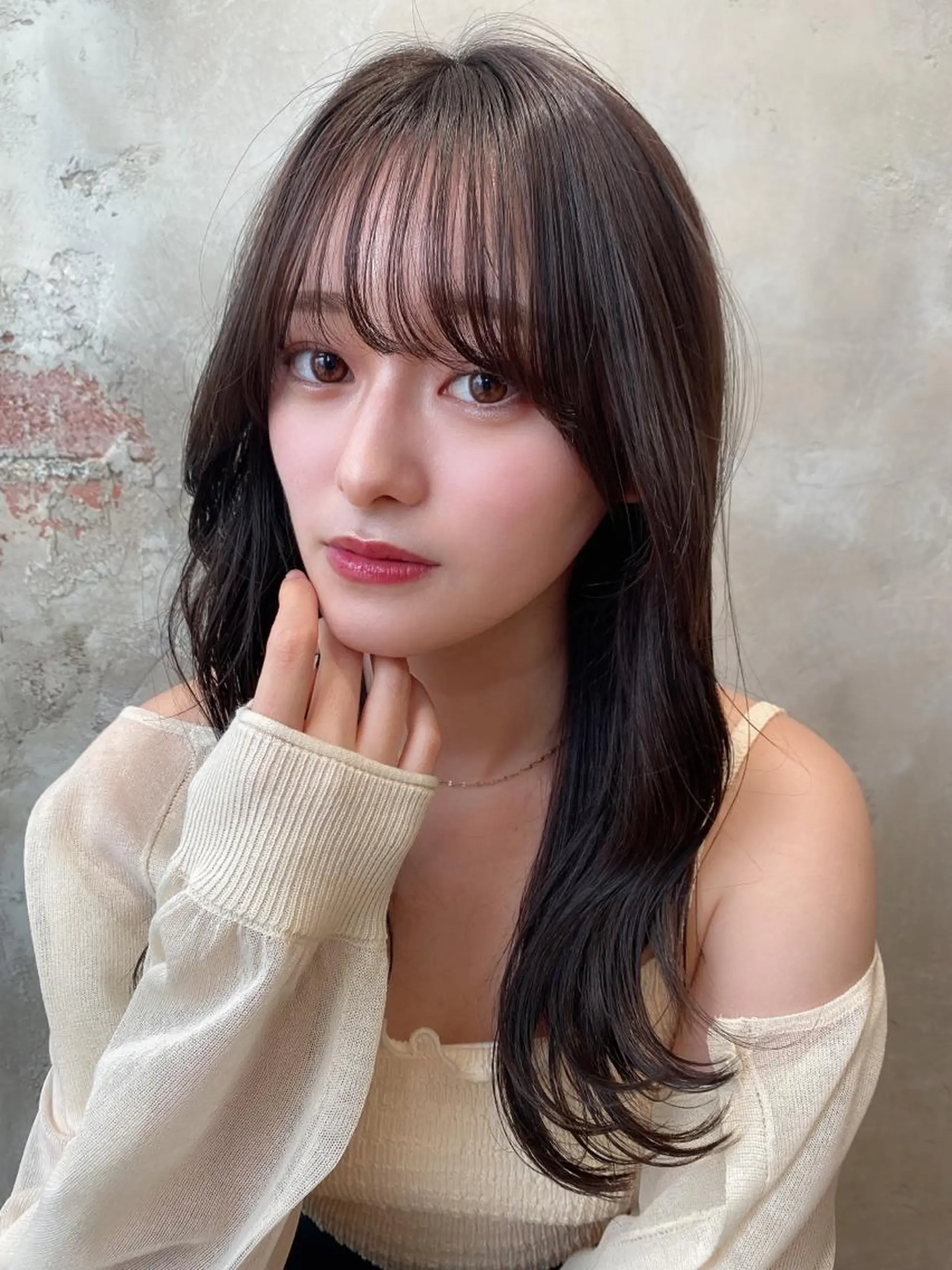 セミロング カラー ベージュカラー ブラウンカラー ブラウンベージュ くびれヘア カット ヘアカラー トリートメント 顔周り/くびれヘア 韓国ヘア💕風間るなのヘアスタイル