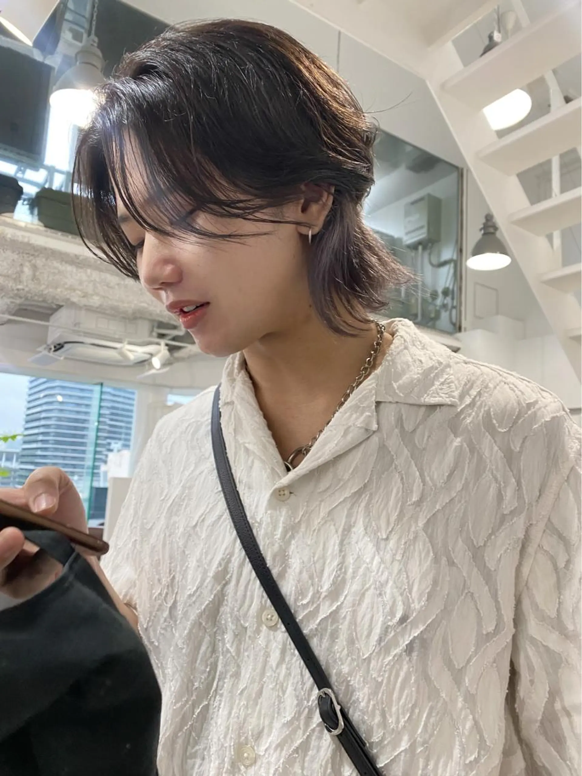 ショート メンズ メンズウルフカット うざバング ウルフカット 艶 ケアブリーチ 🎀🩵RISAのヘアスタイル