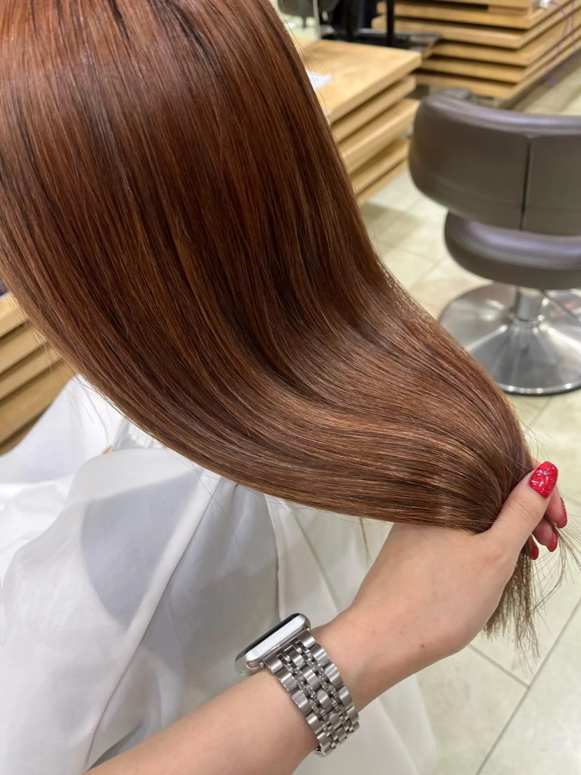 セミロング 酸性ストレート 縮毛矯正 海外girl🤎 透明感ベージュmaoのヘアスタイル