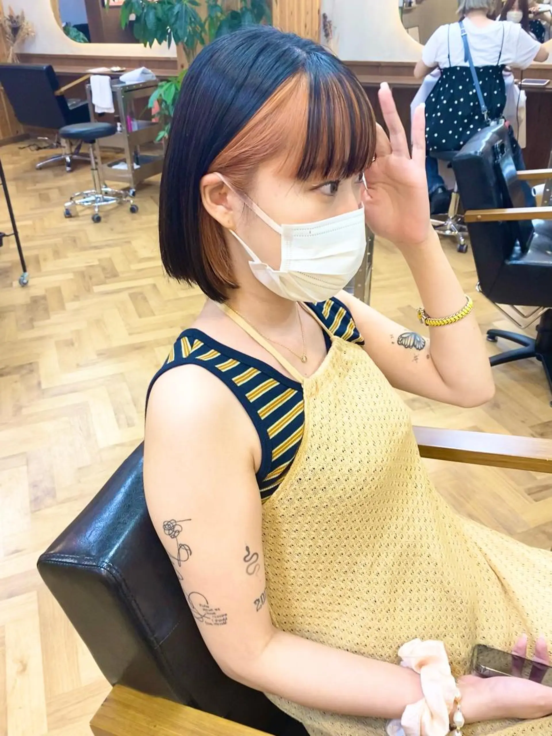 ショート カラー パーマ ヘアアレンジ 髪と音処　マトぺ所属・デザインカラー/ボブ ブリーチカラー/ユリのヘアスタイル