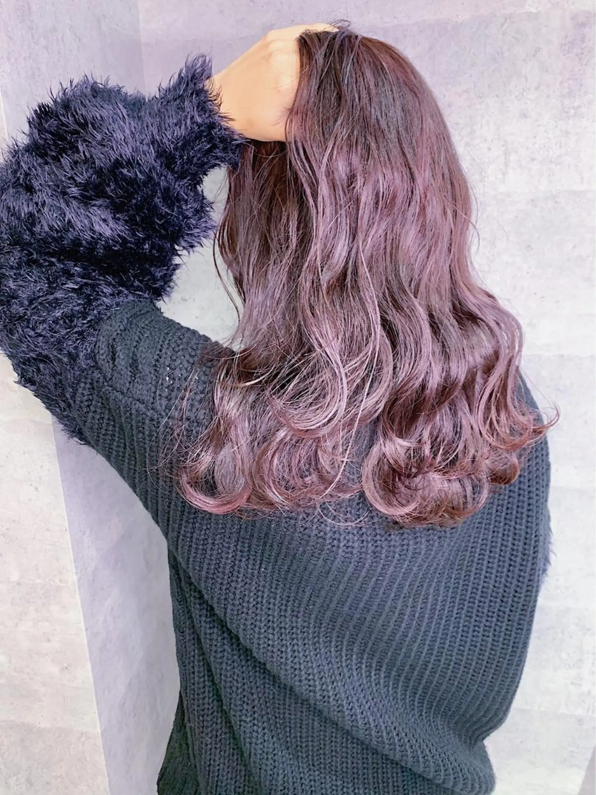 セミロング カラー ブリーチ ピンクカラー パープルカラー _WHITE 難波本店のヘアスタイル