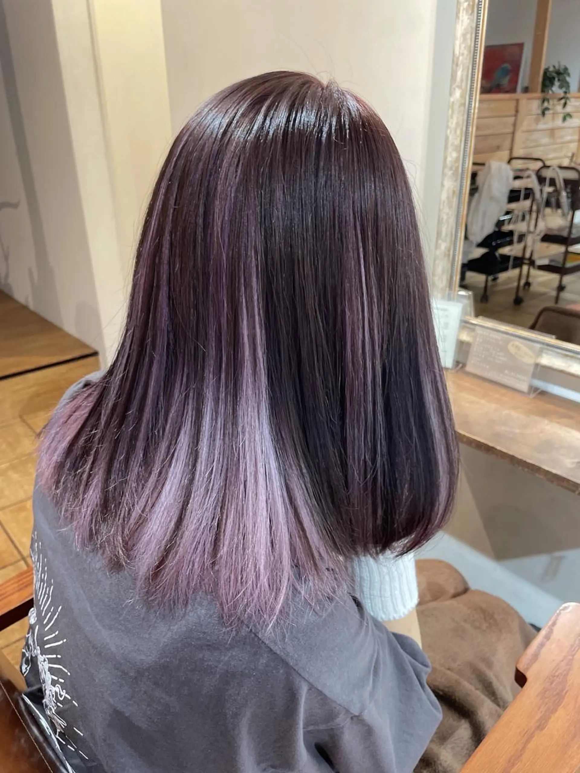 ミディアム カラー ブリーチ ラベンダーカラー ピンクカラー ピンクラベンダー ヘアカラー トリートメント ヘアアレンジ にいた　かづしげのヘアスタイル