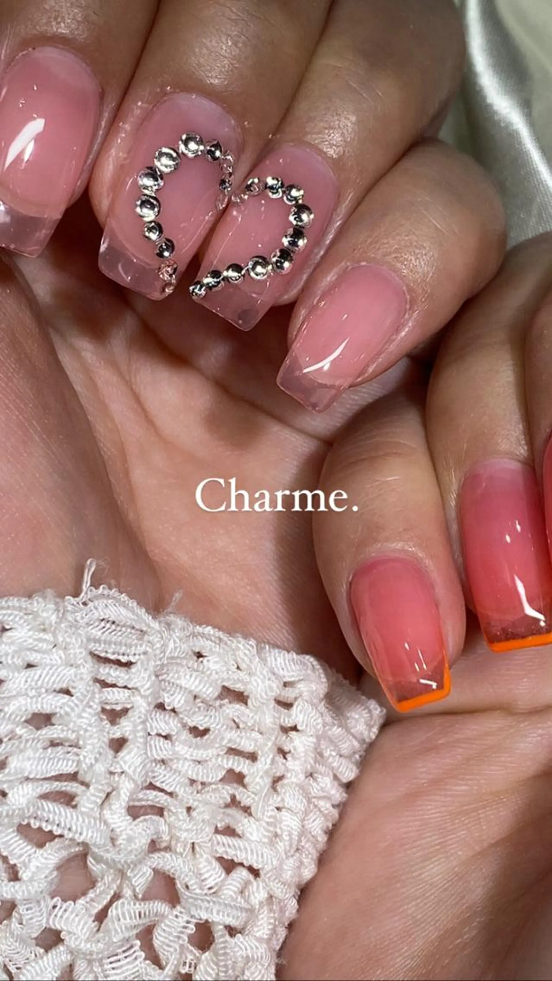 ネイル クリアネイル フレンチネイル 持ち込み ニュアンスネイル ピンク Charme. NOBUKOのネイルデザイン