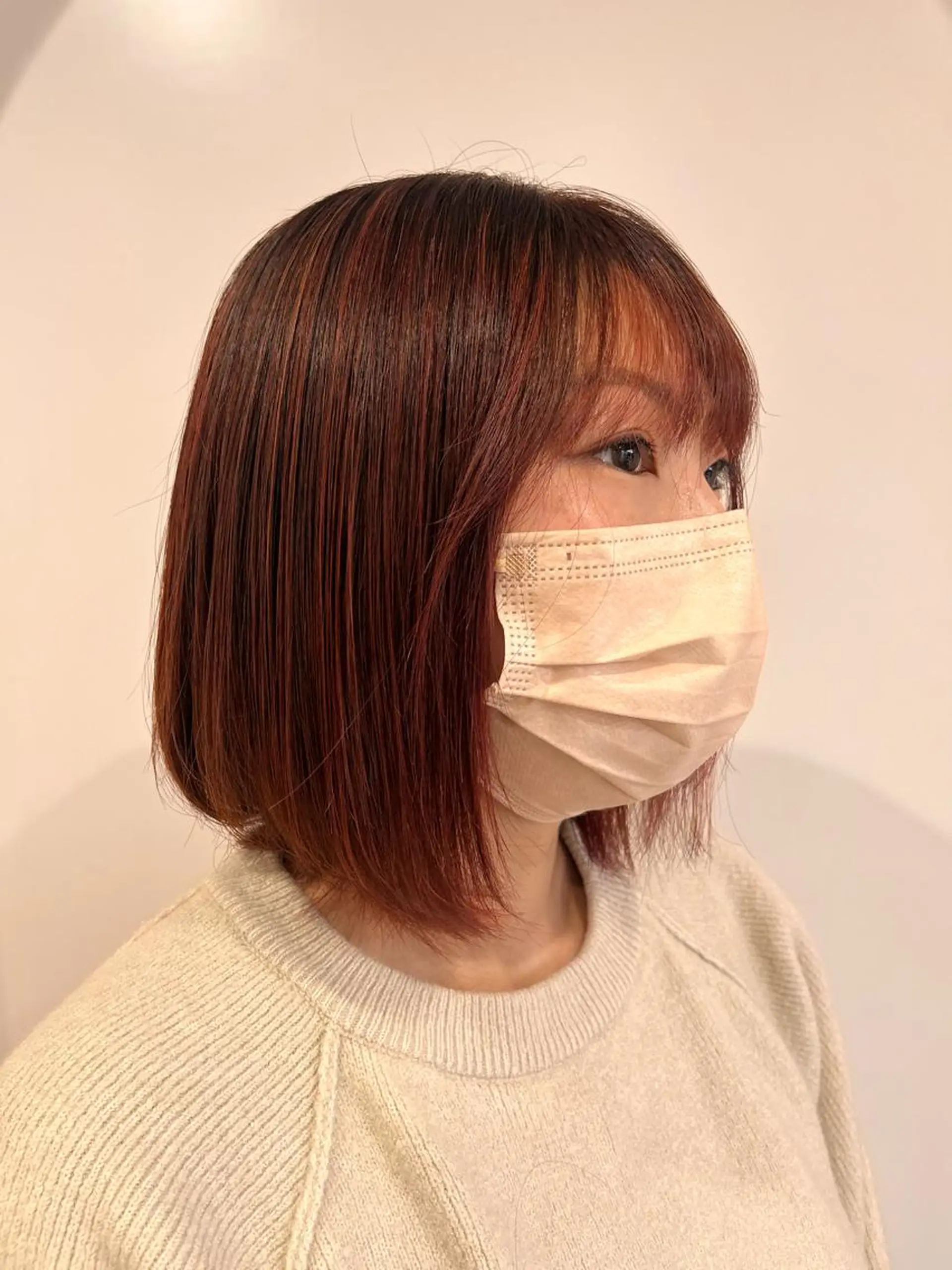 ミディアム カラー ヘアカラー ヘッドスパ 武村美咲/ 暖色/艶カラーのヘアスタイル