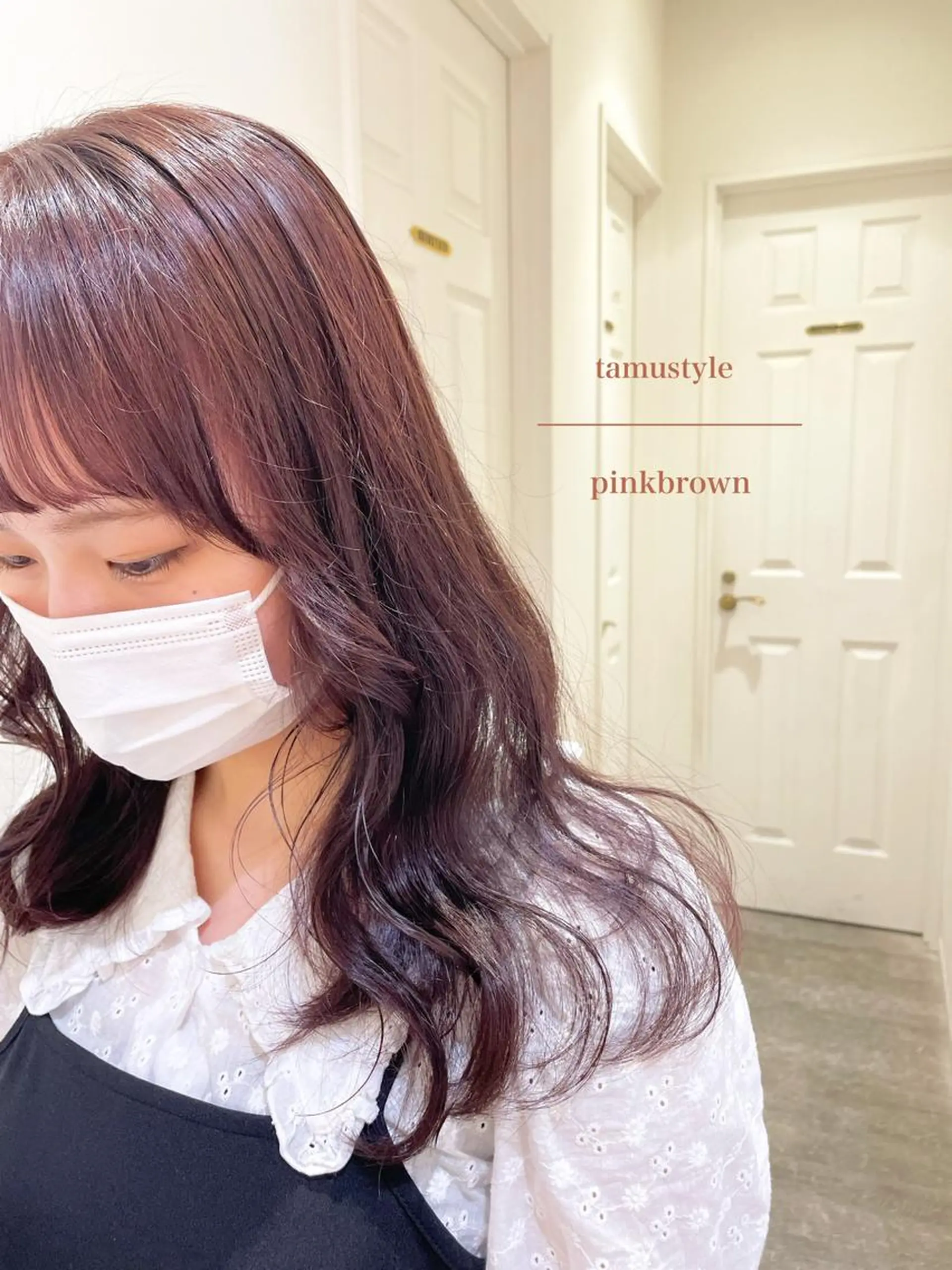 セミロング カラー ブリーチ ブラウンカラー ブリーチなしカラー ピンクカラー ピンクブラウン エクステ/ハイトーン 🐏☁️miminaのヘアスタイル