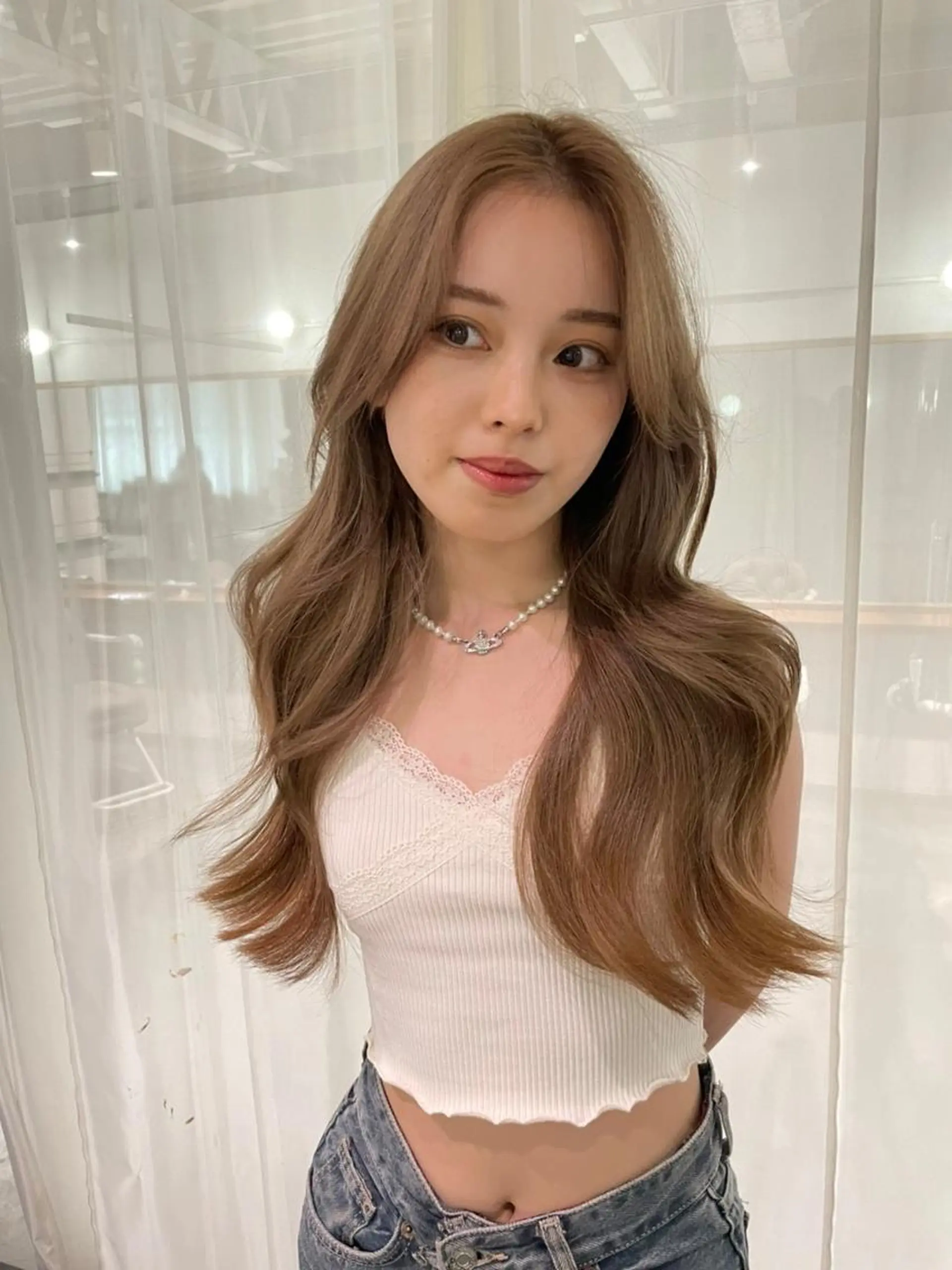 ロング カット ヘアカラー トリートメント ヘアセット 韓国ネイル🤍 イワサキ　リコ🍒のネイルデザイン