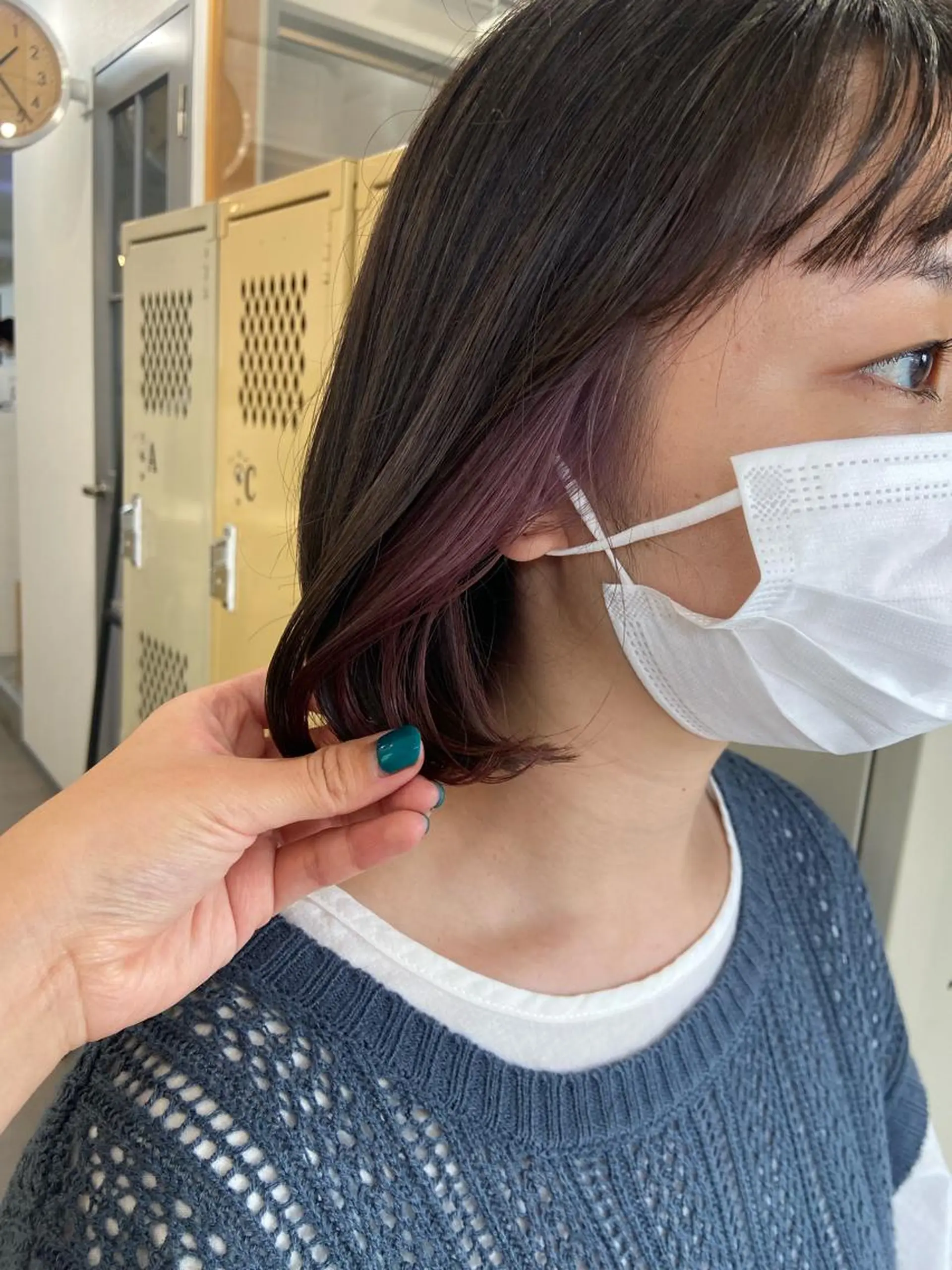 ショート カラー イヤリングカラー パープルカラー ボブ カット ヘアカラー SUNC🍀大熊 花奈絵🍀のヘアスタイル