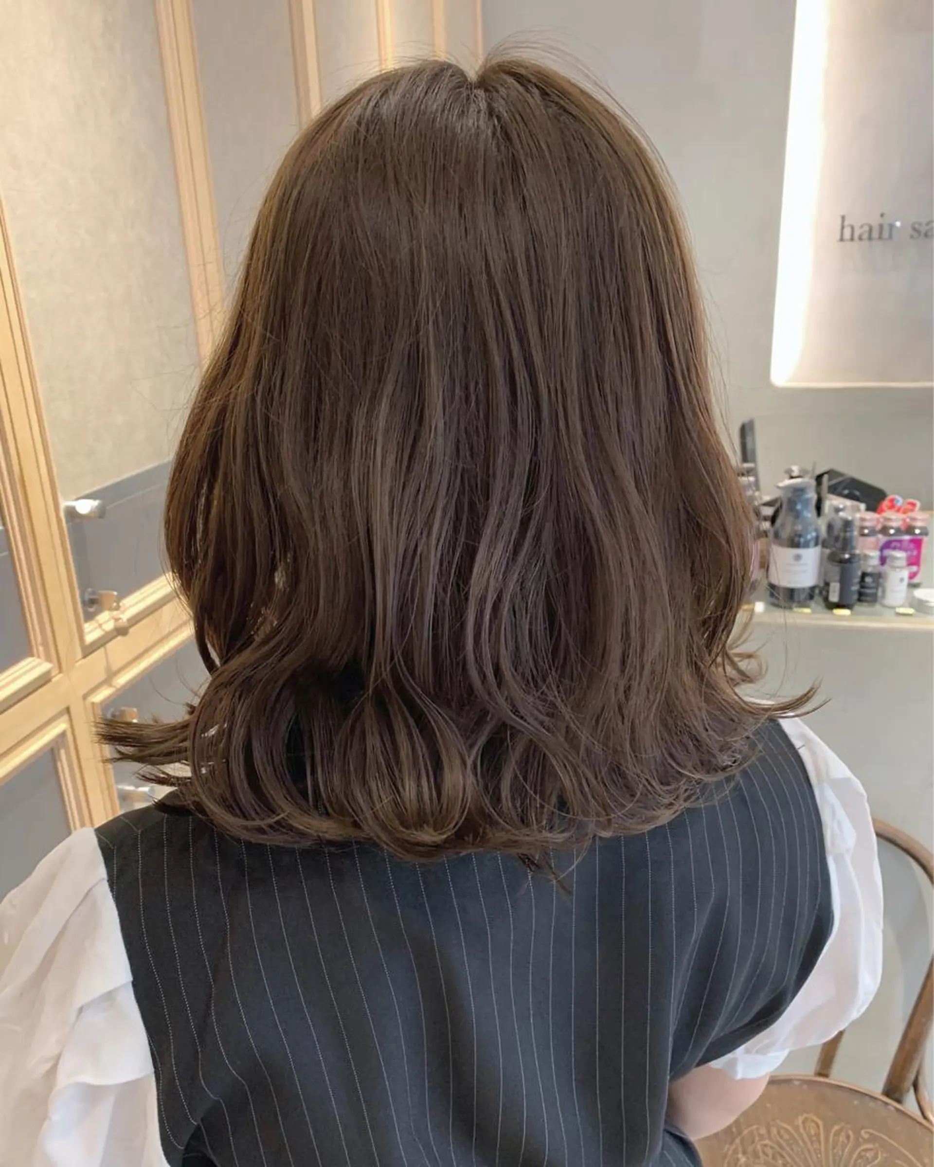 ミディアム カラー ベージュカラー オリーブベージュ TENELE所属・チバ タクミのヘアスタイル