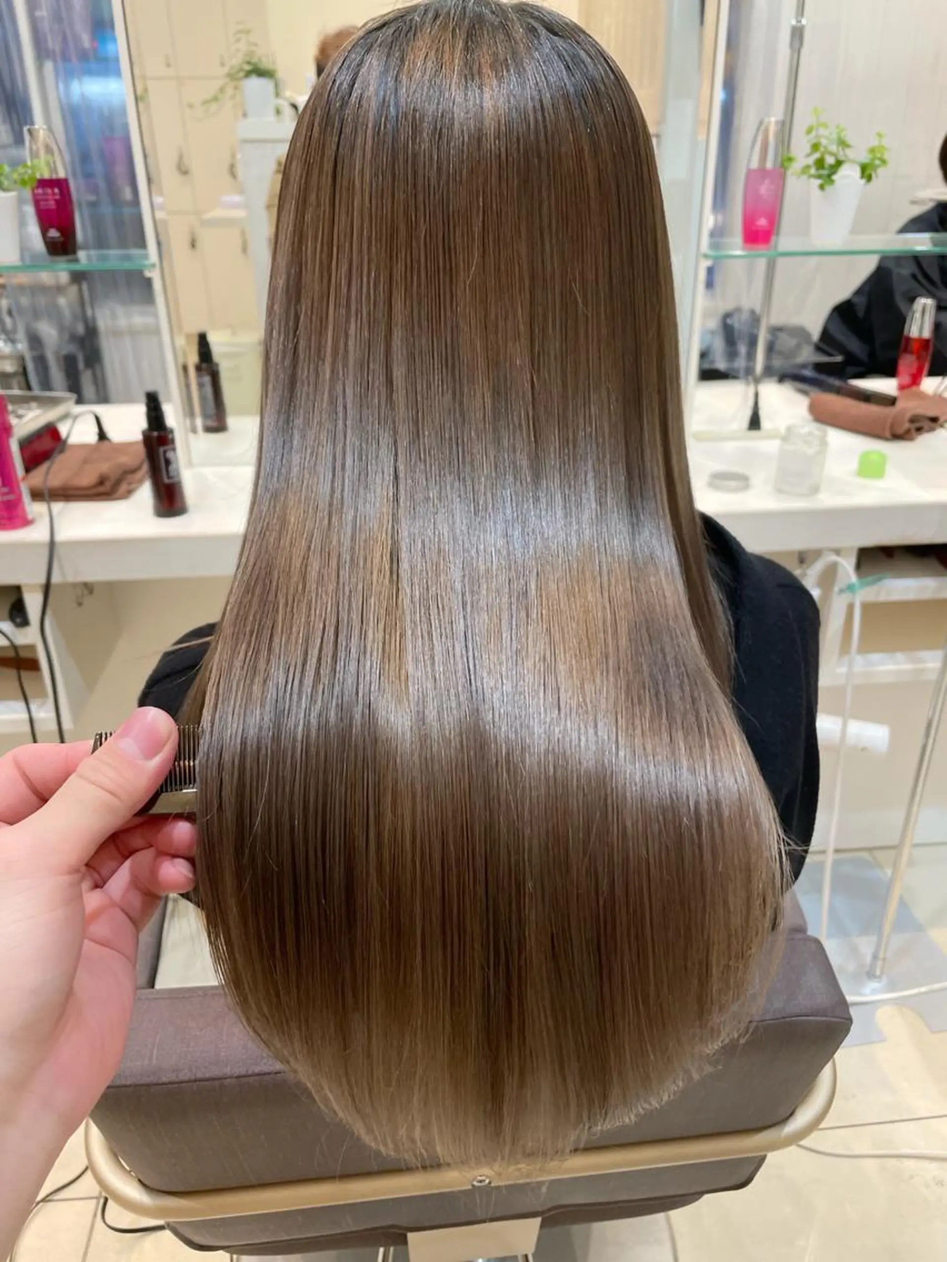 セミロング カラー ヘアカラー トリートメント 学割 悟 韓国風艶髪縮毛矯正のヘアスタイル