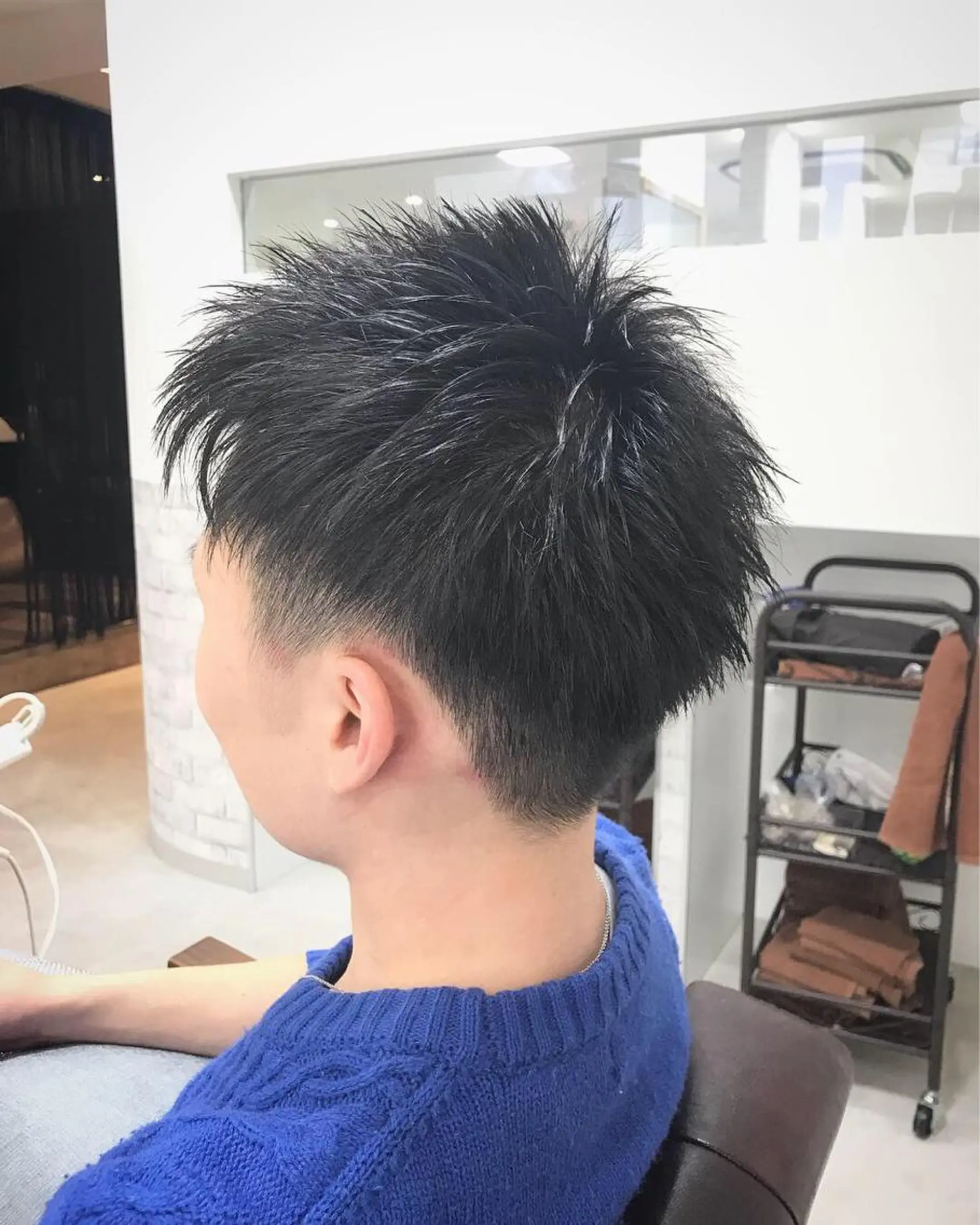 ショート パーマ メンズ アップバング ショートヘア マンツーマン/透明感 foi hairのヘアスタイル