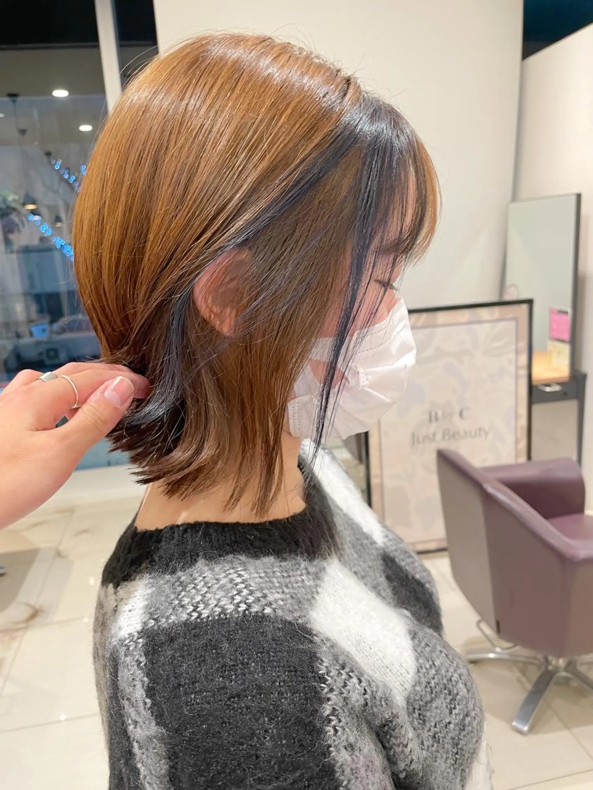 ショート カラー ボブ 外ハネヘア ヘアカラー 髪質改善/ブリーチ 田代 龍我のヘアスタイル