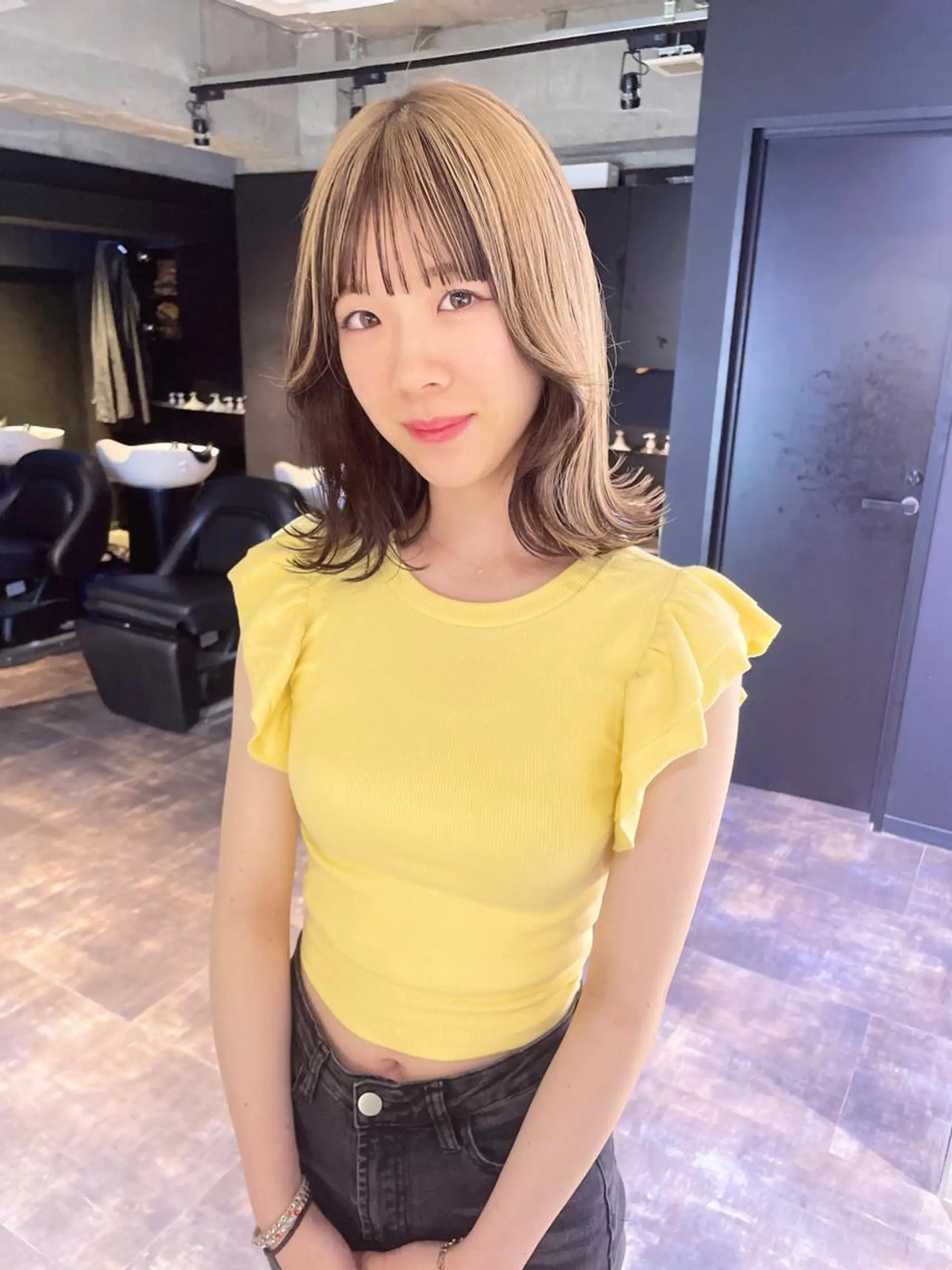 セミロング カラー デザインカラー ハイトーンカラー インナーカラー ボブ ヘアカラー トリートメント 心斎橋/ブリーチ minamiのヘアスタイル