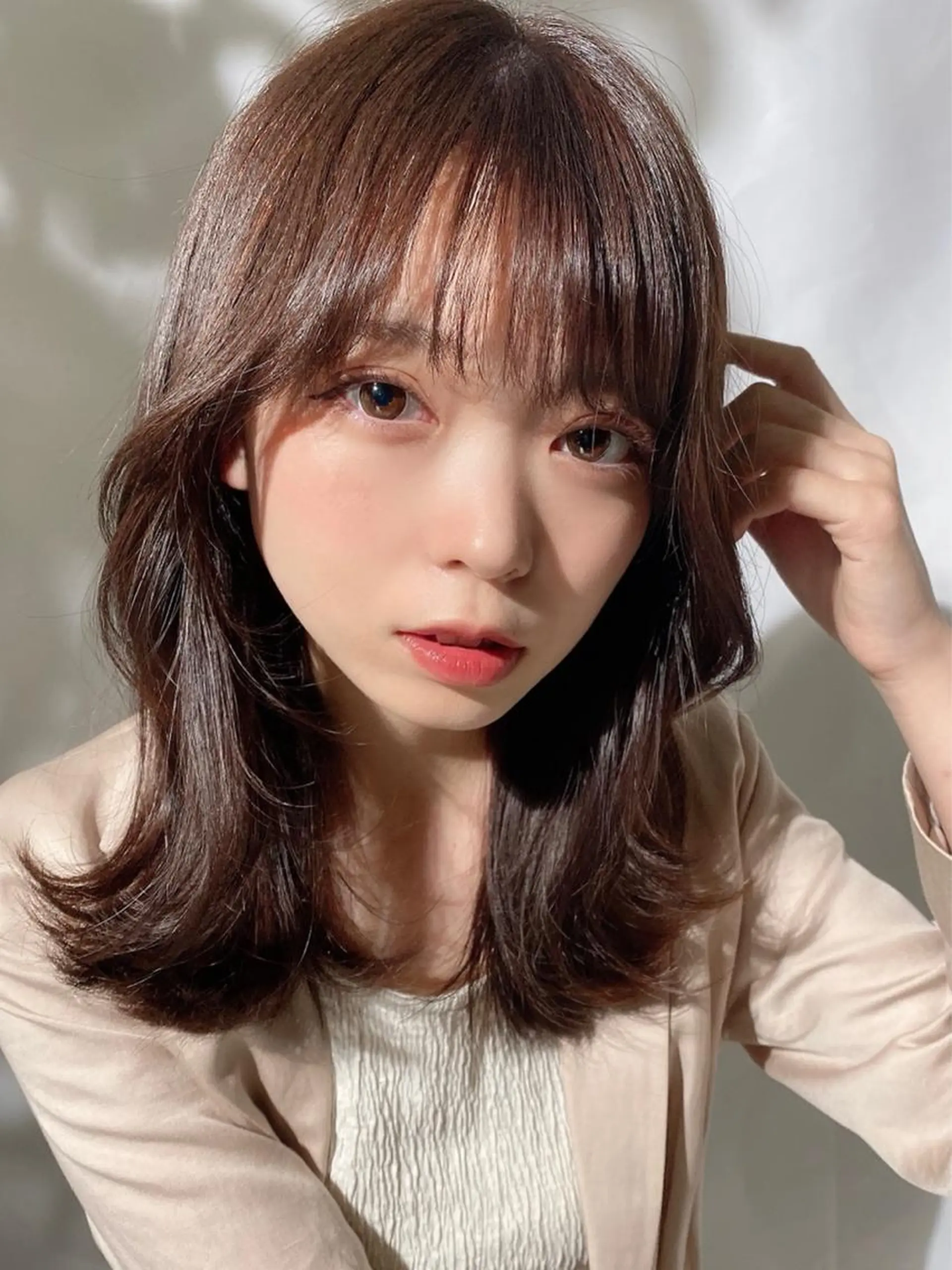 セミロング カラー ベージュカラー ブラウンカラー くびれヘア 髪質改善 縮毛矯正 🧡くびれヘア/前髪 顔周り🧡久原結衣のヘアスタイル