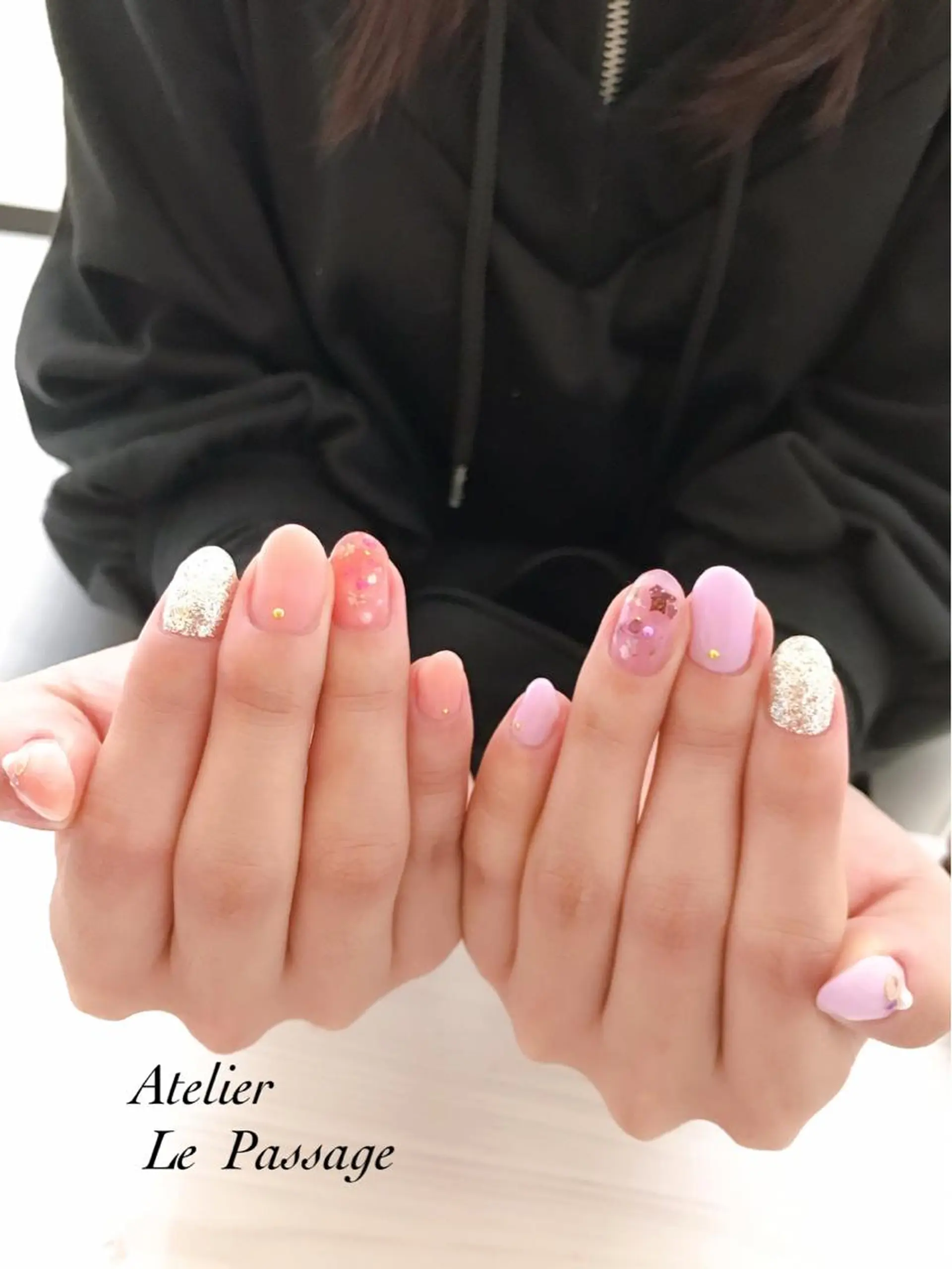 ネイル 入学式 フラワーネイル ジェルネイル パラジェル ピンク Atelier Le Passage所属・h nakatsukaのネイルデザイン