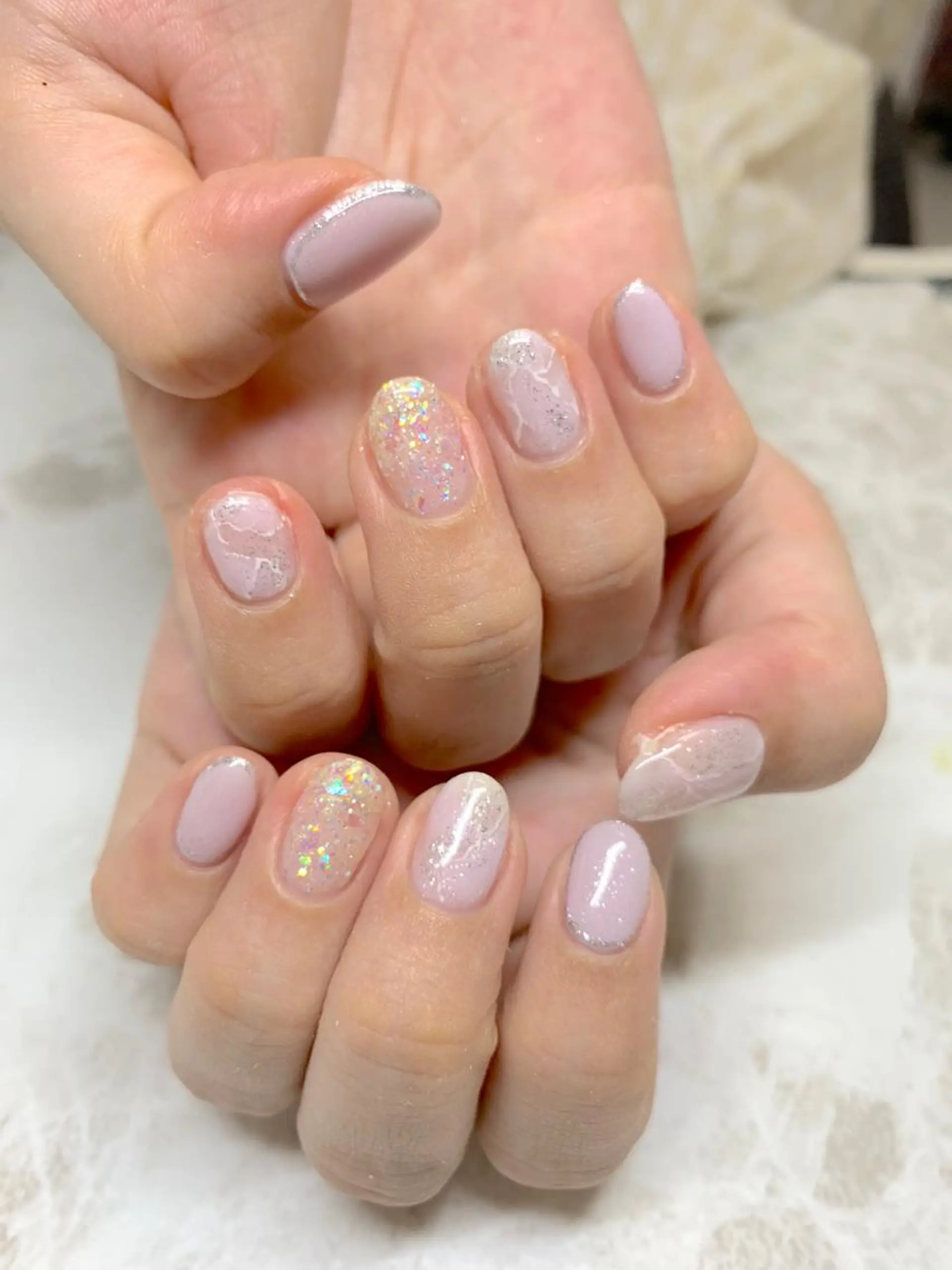 ネイル アートネイル 大理石ネイル(マーブル) ピンク パープル LULU LIMAのネイルデザイン