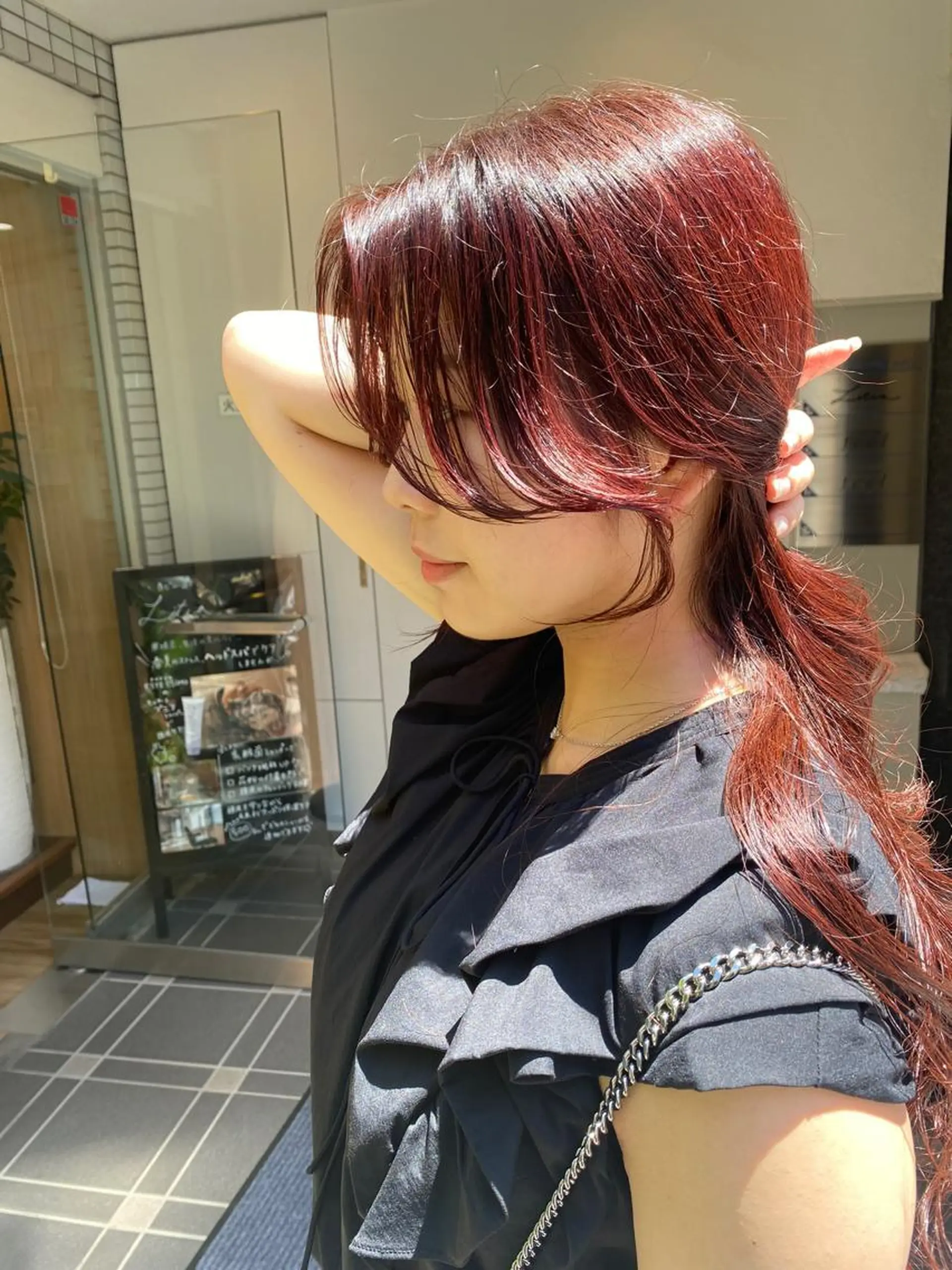 セミロング カラー カット ヘアカラー トリートメント レイヤーカット /透明感/千葉怜寿のヘアスタイル