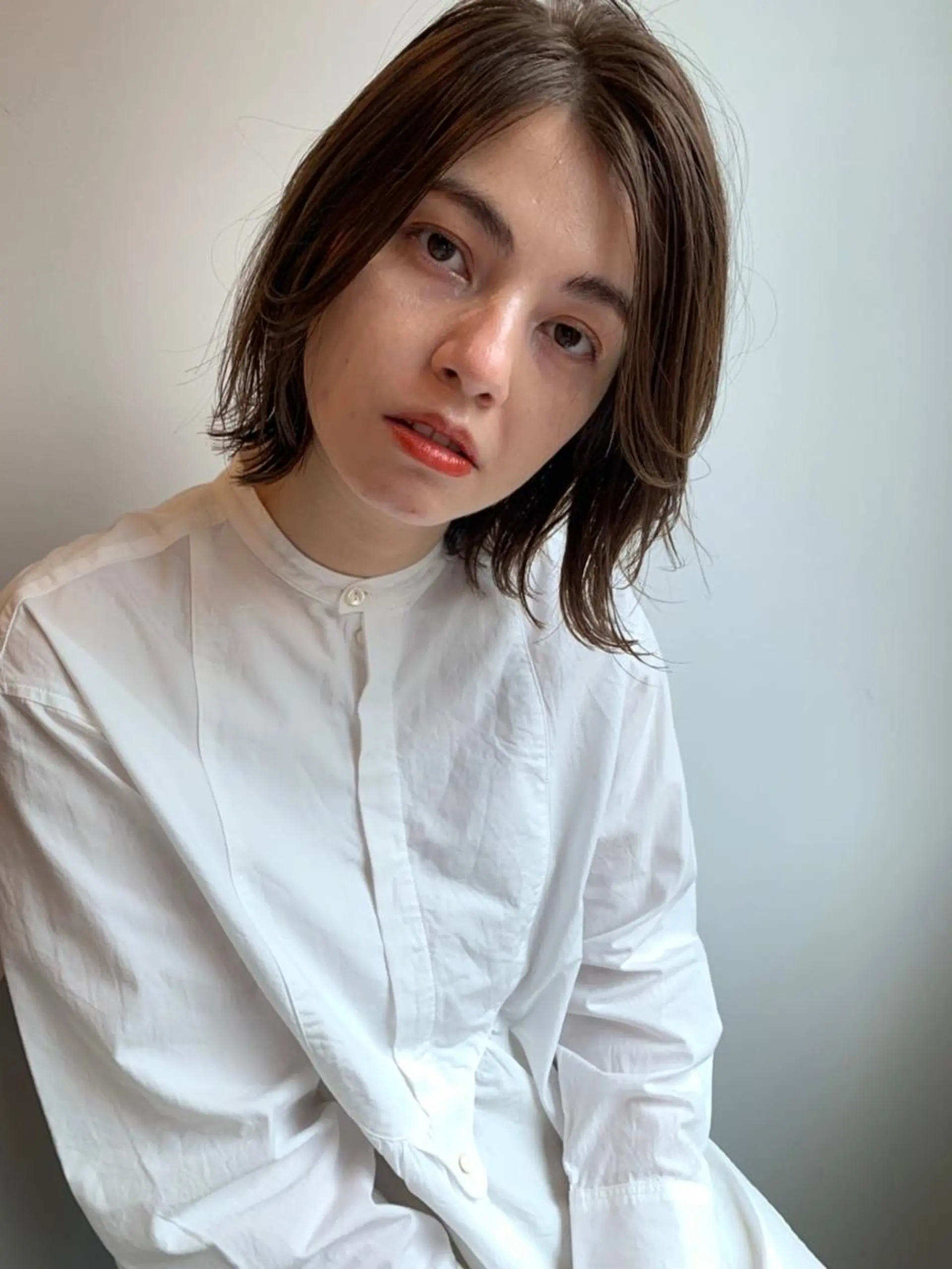 ミディアム パーマ カラー ミディアムパーマ ダブルカラー グラデーションカラー ハイライトカラー イルミナカラー CEINE PATHのヘアスタイル