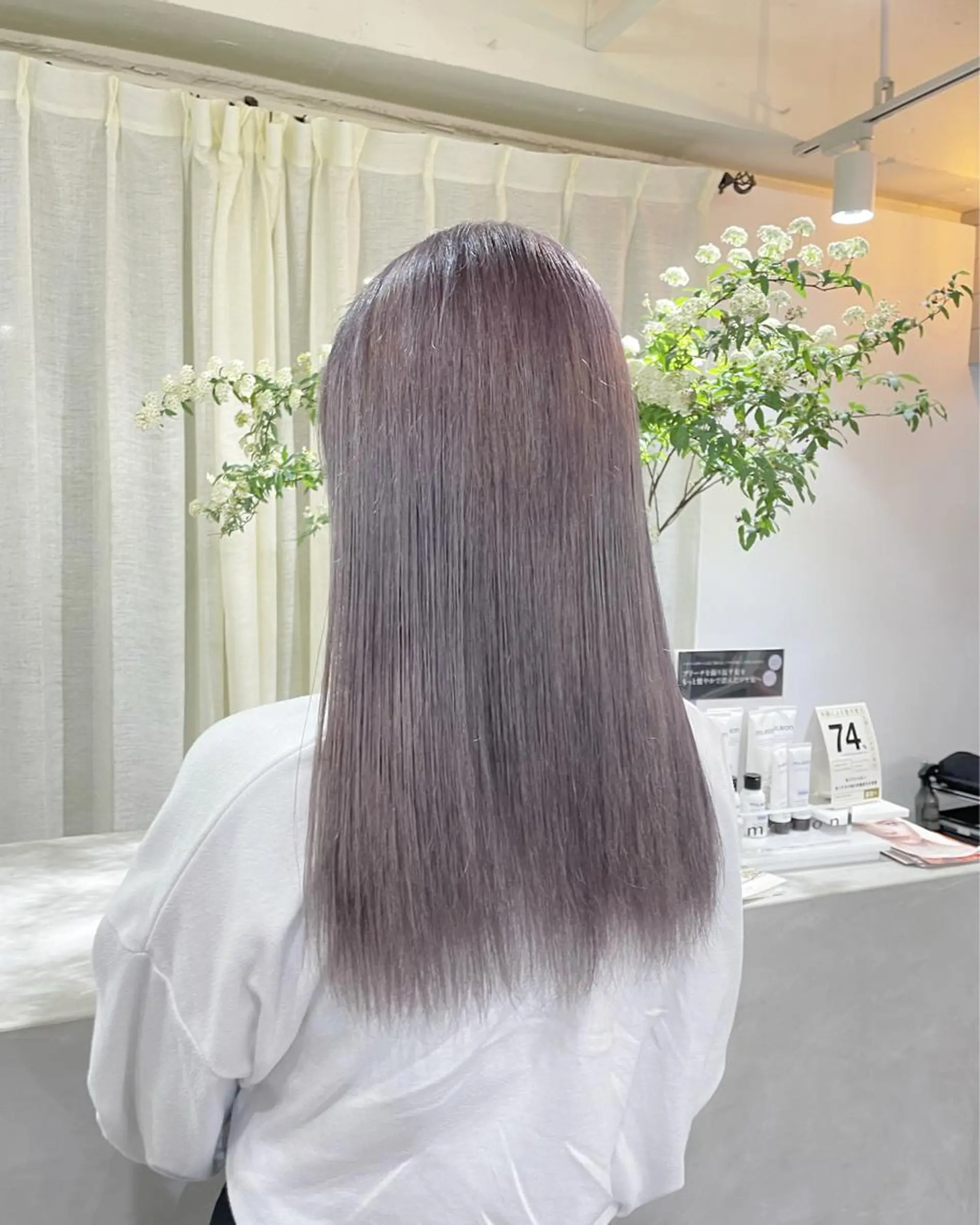 ロング カラー アッシュ ラベンダーカラー ラベンダーアッシュ monami 山本華菜のヘアスタイル