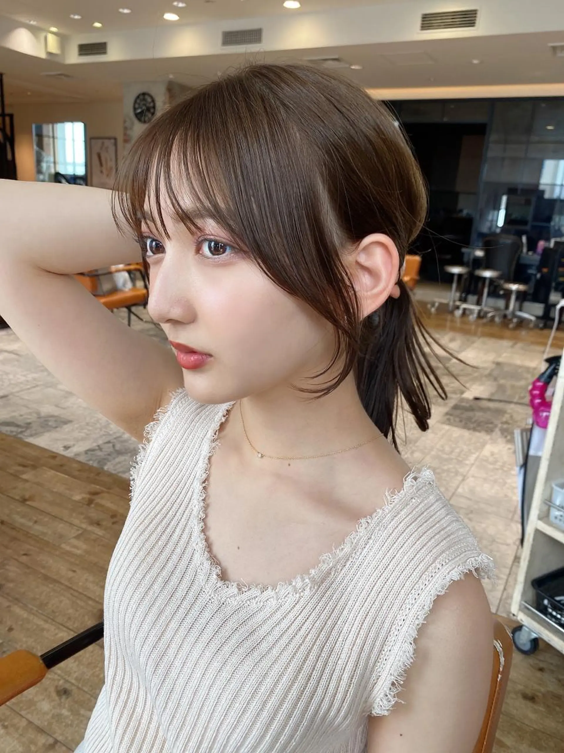 セミロング カラー ベージュカラー ブラウンカラー ブラウンベージュ くびれヘア 顔周りカット カット ヘアカラー トリートメント 顔周り/くびれヘア 韓国ヘア💕風間るなのヘアスタイル