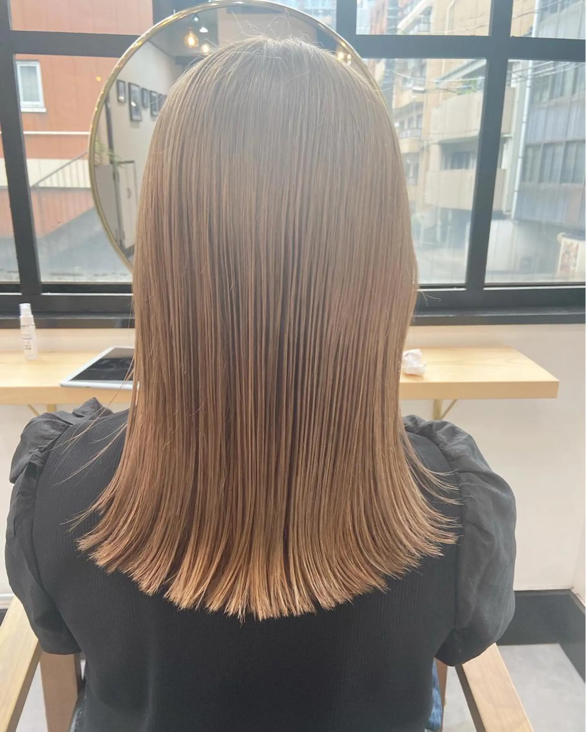 ミディアム カラー ヘアアレンジ カット ヘアカラー トリートメント 田中 あやなのヘアスタイル