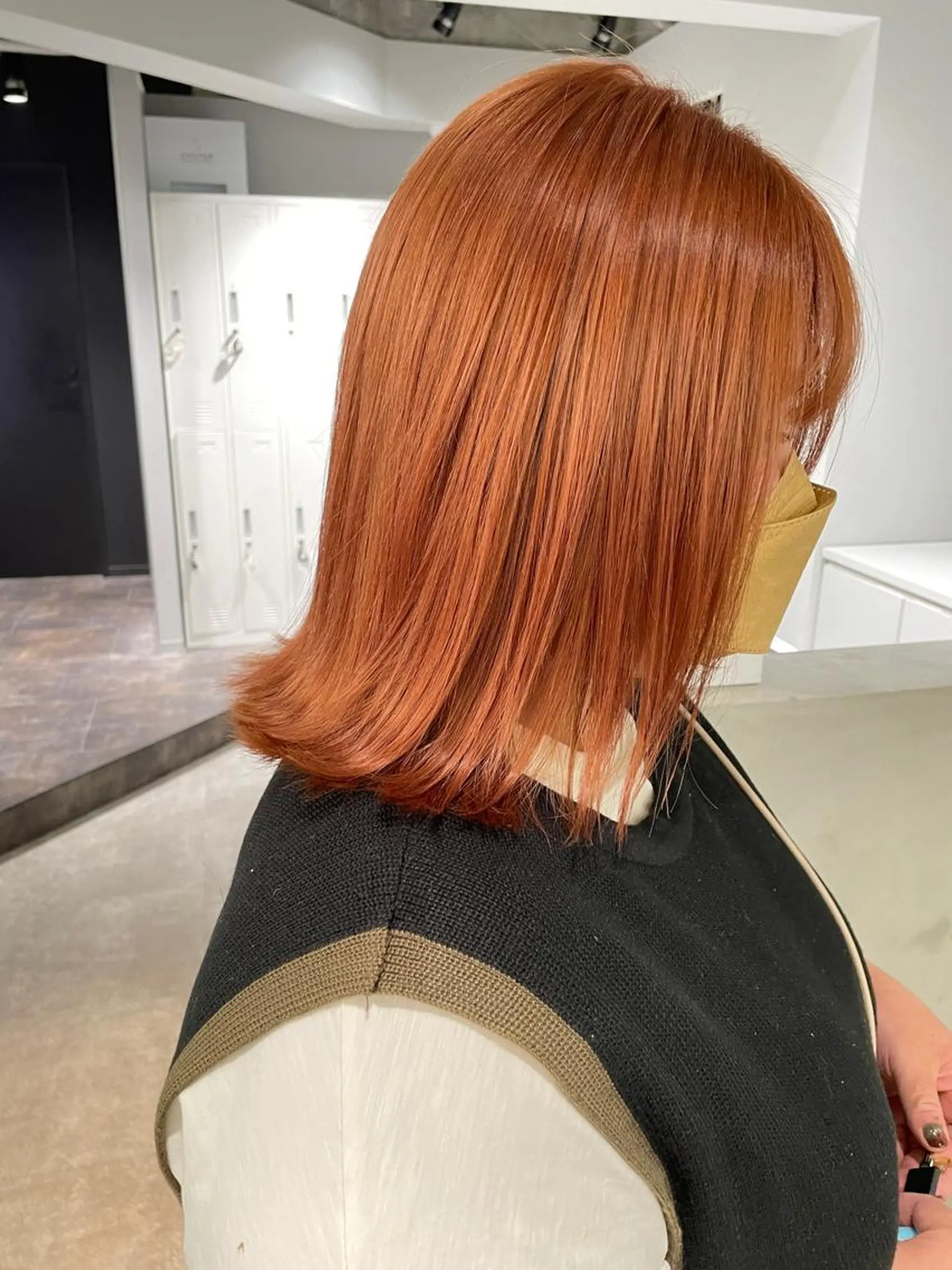 ミディアム カラー ベージュカラー オレンジ オレンジベージュ GO TODAY SHAiRE SALON NU茶屋町店所属・女性専門マンツーマン YUKIのヘアスタイル