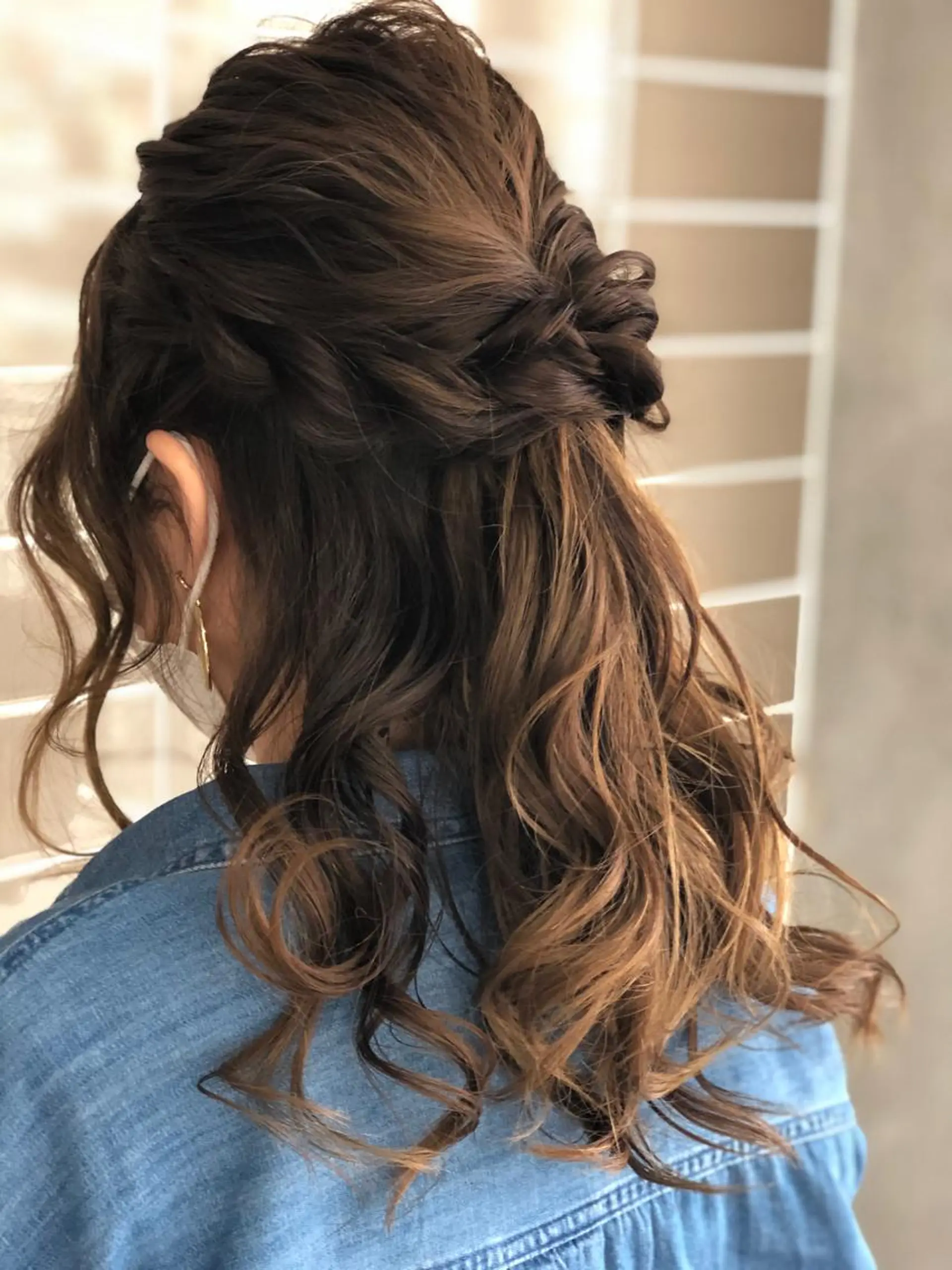 セミロング カラー ヘアアレンジ ハーフアップ 辻堂メンズ特化 YU-YAのヘアスタイル