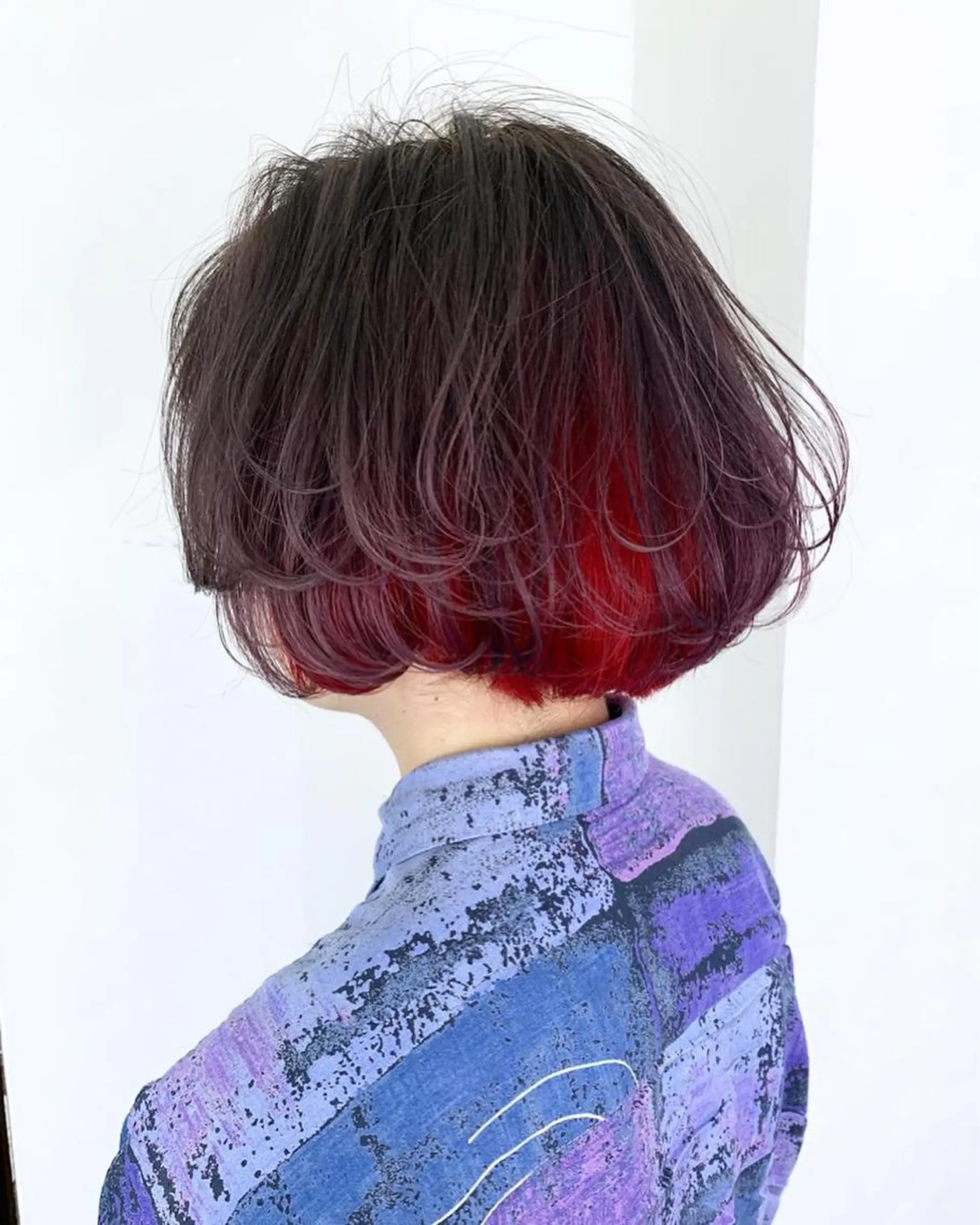 ショート カラー グレージュ レッドカラー バイオレットカラー バイオレットグレージュ ボブ エクステ（レミー毛） NINEのヘアスタイル